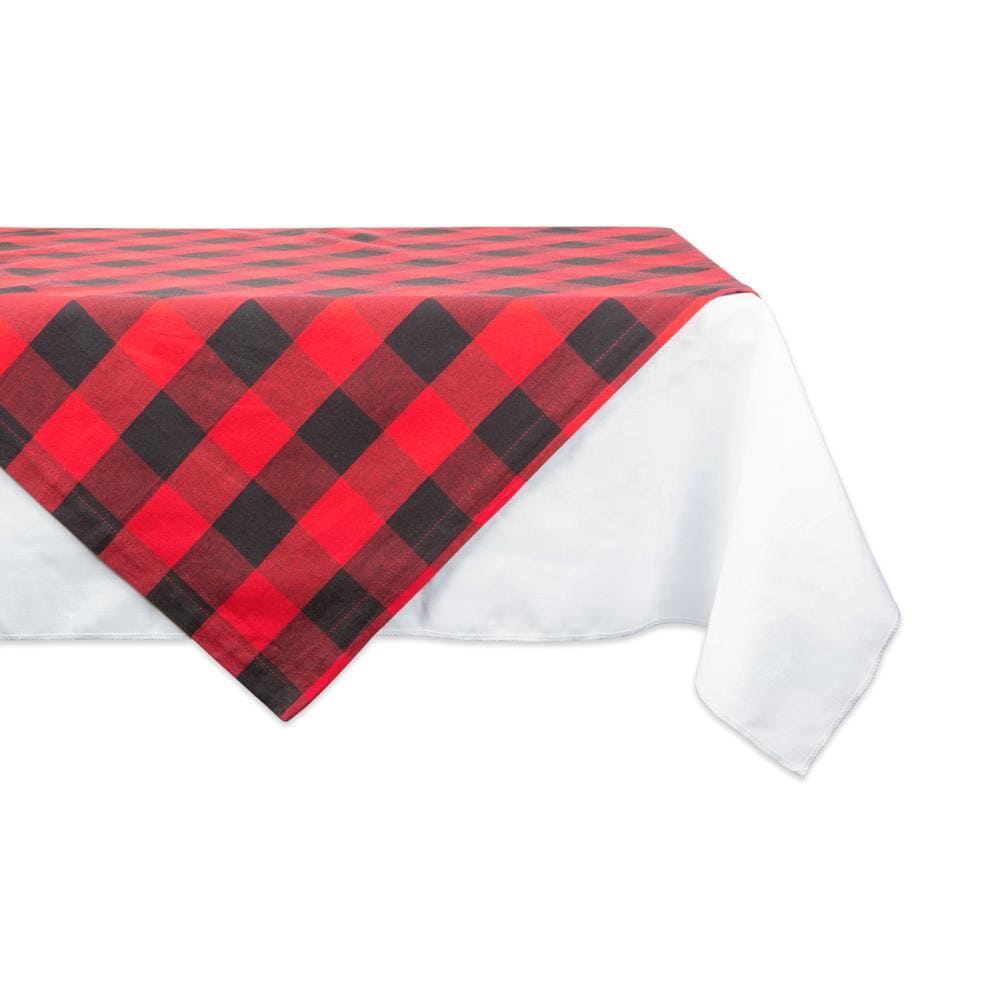 DII CAMZ11252 Indoor/Outdoor Red and Black Table Cover for 48-in round