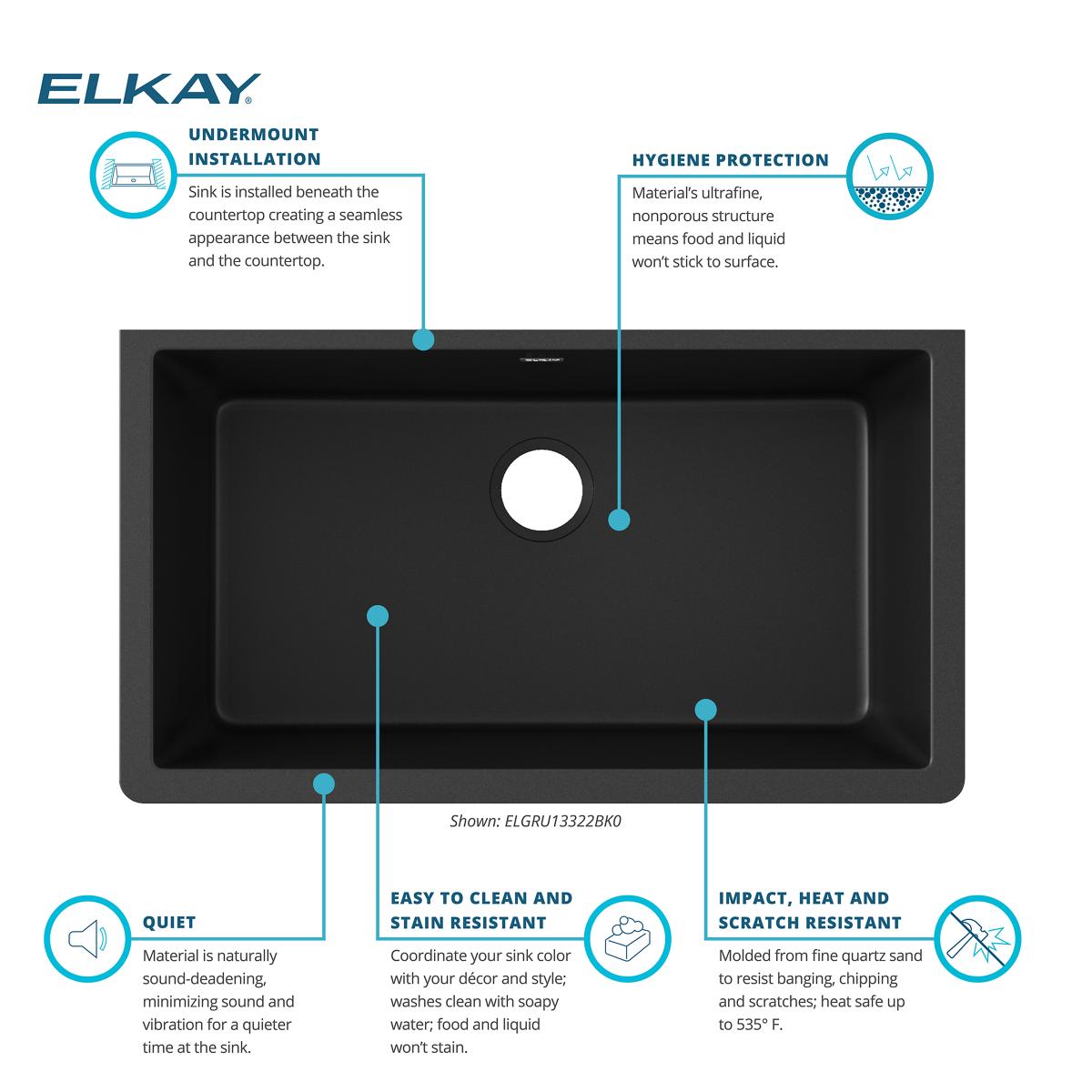 Elkay ELGRU13322BK0 Kitchen-Sinks - View #5