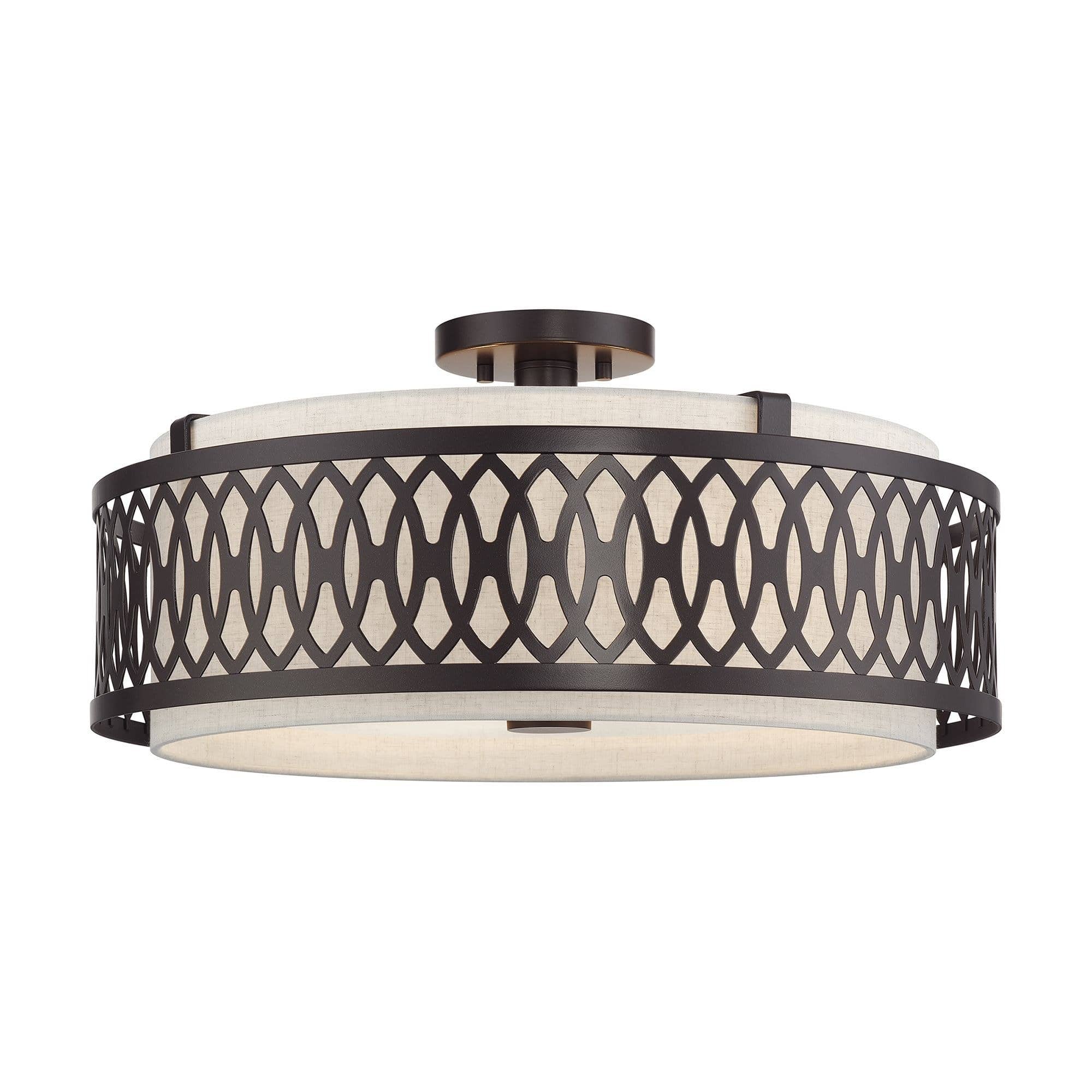 Livex Lighting Vistaview 4 - Light English Bronze Dark Brown Incandescent Steel Flush Mount Light