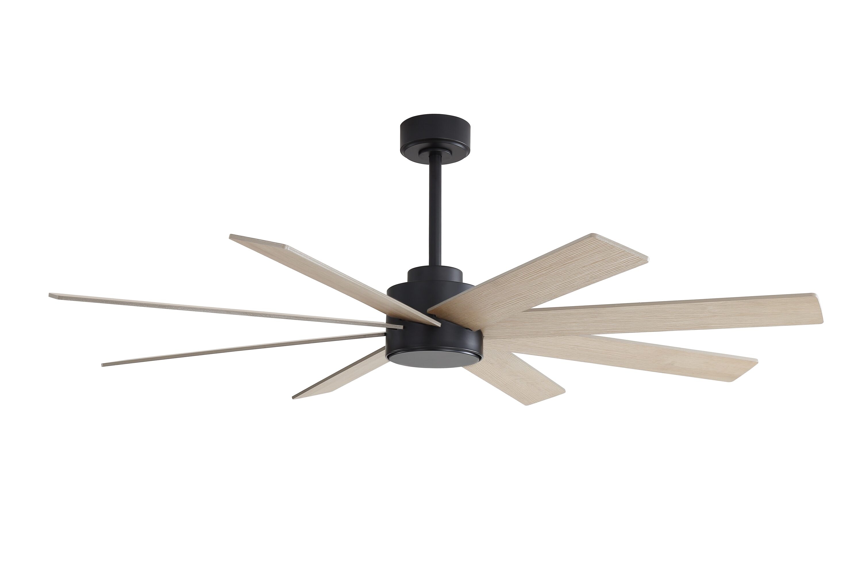 MLIAN WBCF-BS306-GY 72-in Gray with Gray Blades Ceiling Fan Without Light - Remote Included ( 8 -Blade )