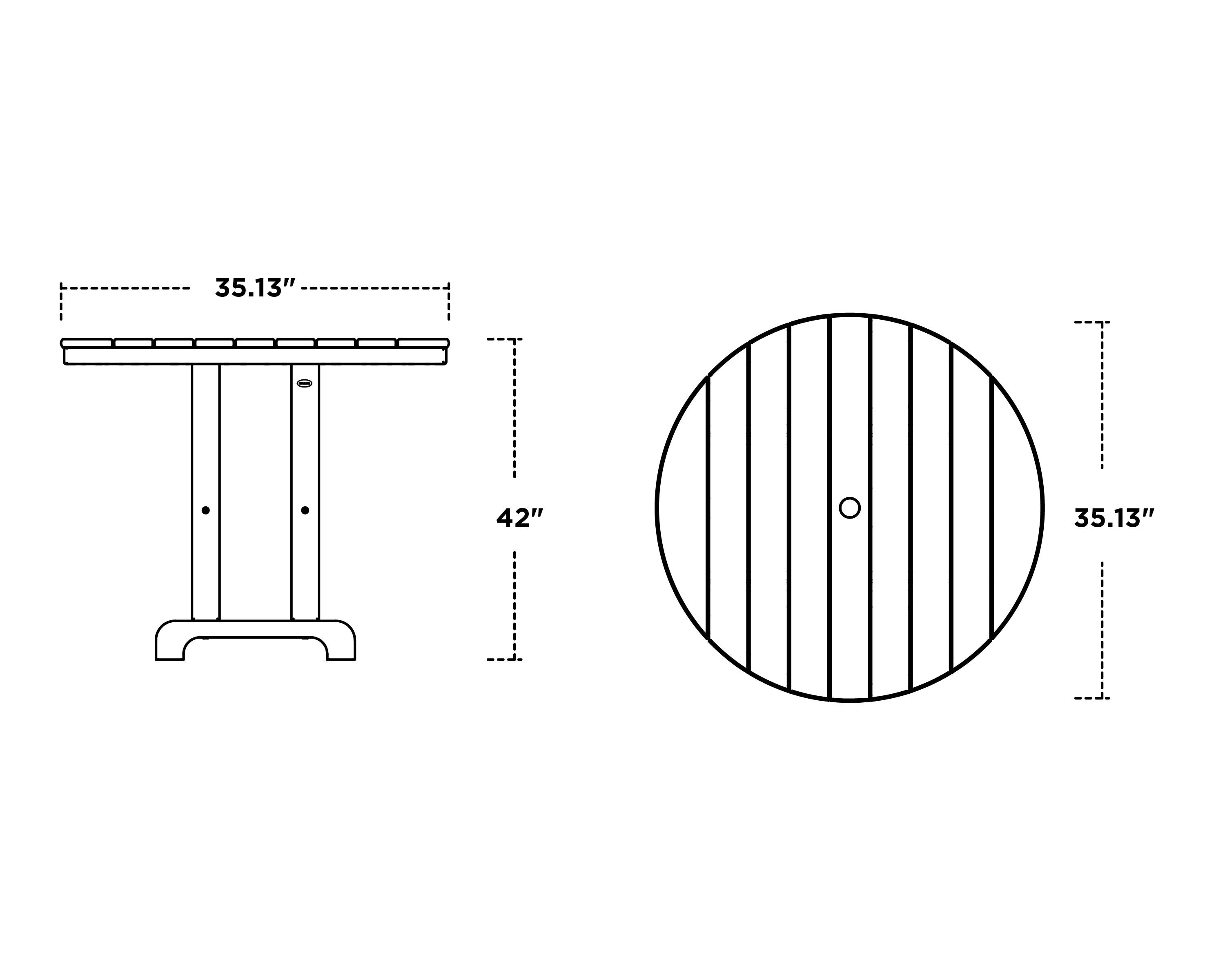 POLYWOOD Tables Round Outdoor Bar Height Table 35.13-in W X 35.13-in L ...