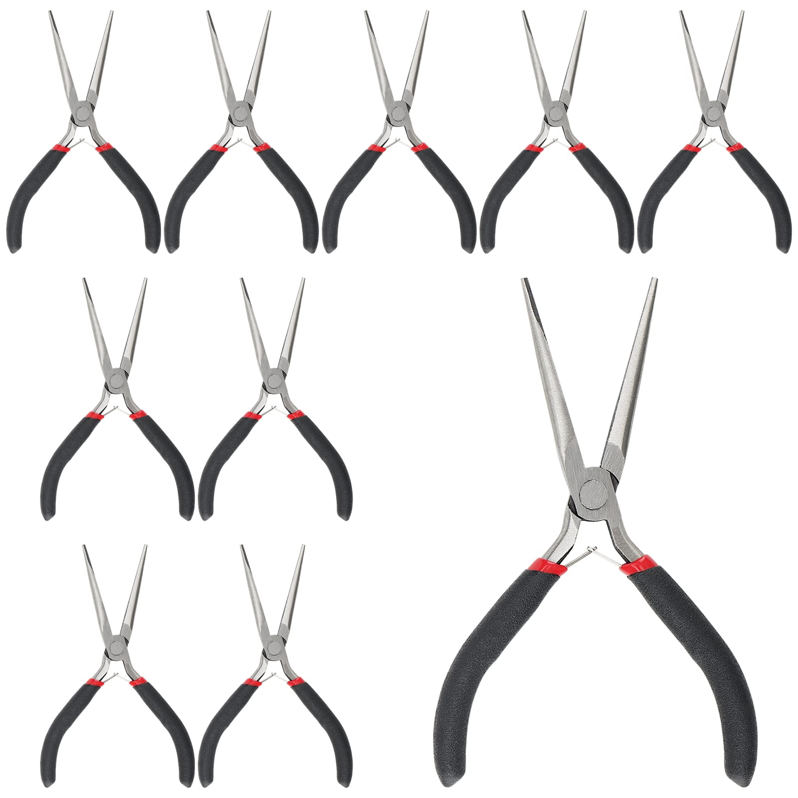 Ahfiwaso  10 Piece 6 Inch Extra Long Needle Nose Pliers Set with Comfort Grip for Jewelry Making Repair and Crafts durable