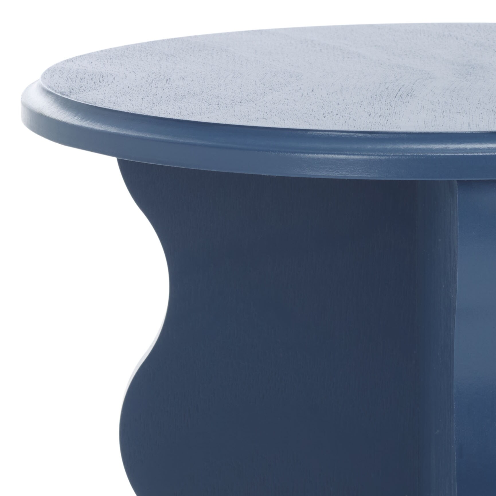 Blue Round Wood Wavy Accent Table, 15" x 22"