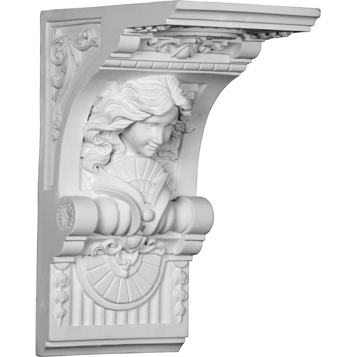 Ekena Millwork COR08X06X12HE 6-in x 6-in x 12-in Hestia Primed White Urethane Paintable Corbel