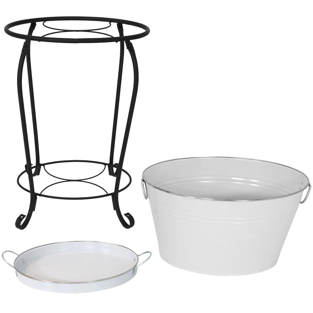 Sunnydaze Decor Galvanized Steel Bucket Planter with Handle - White - Set  of 10 NHU-552 - The Home Depot