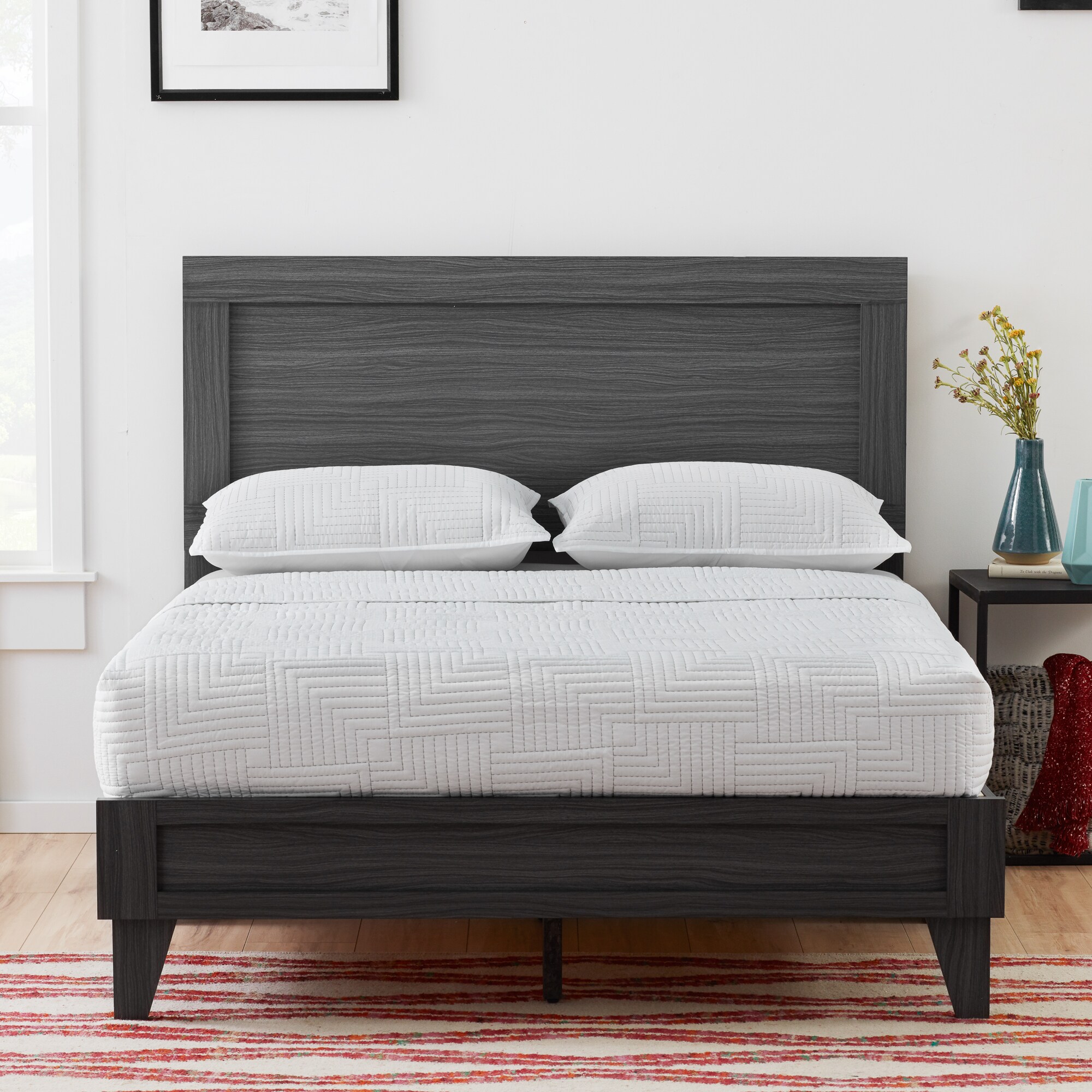 Brookside Leah Classic Wooden Burnt Driftwood King Wood Platform Bed In ...