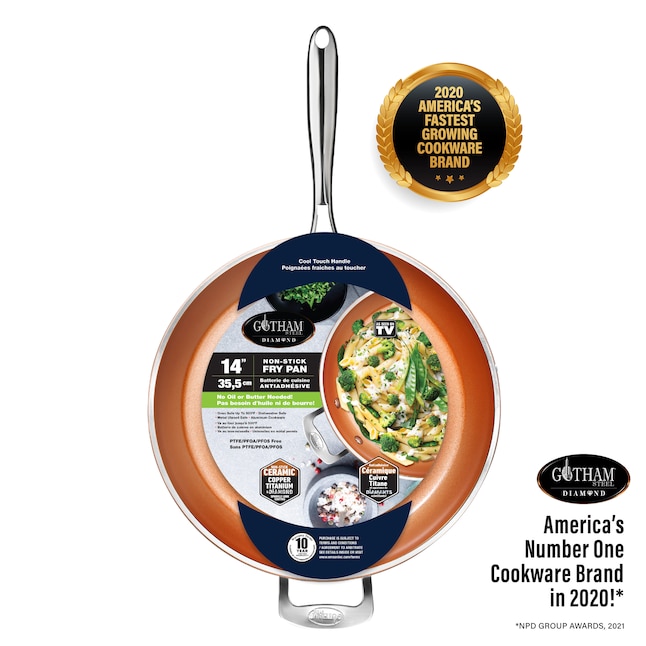 Gotham Steel 14 inch Ti-Ceramic Nonstick Family Sized XL Skillet with  Helper Handle, Graphite in the Cooking Pans & Skillets department at