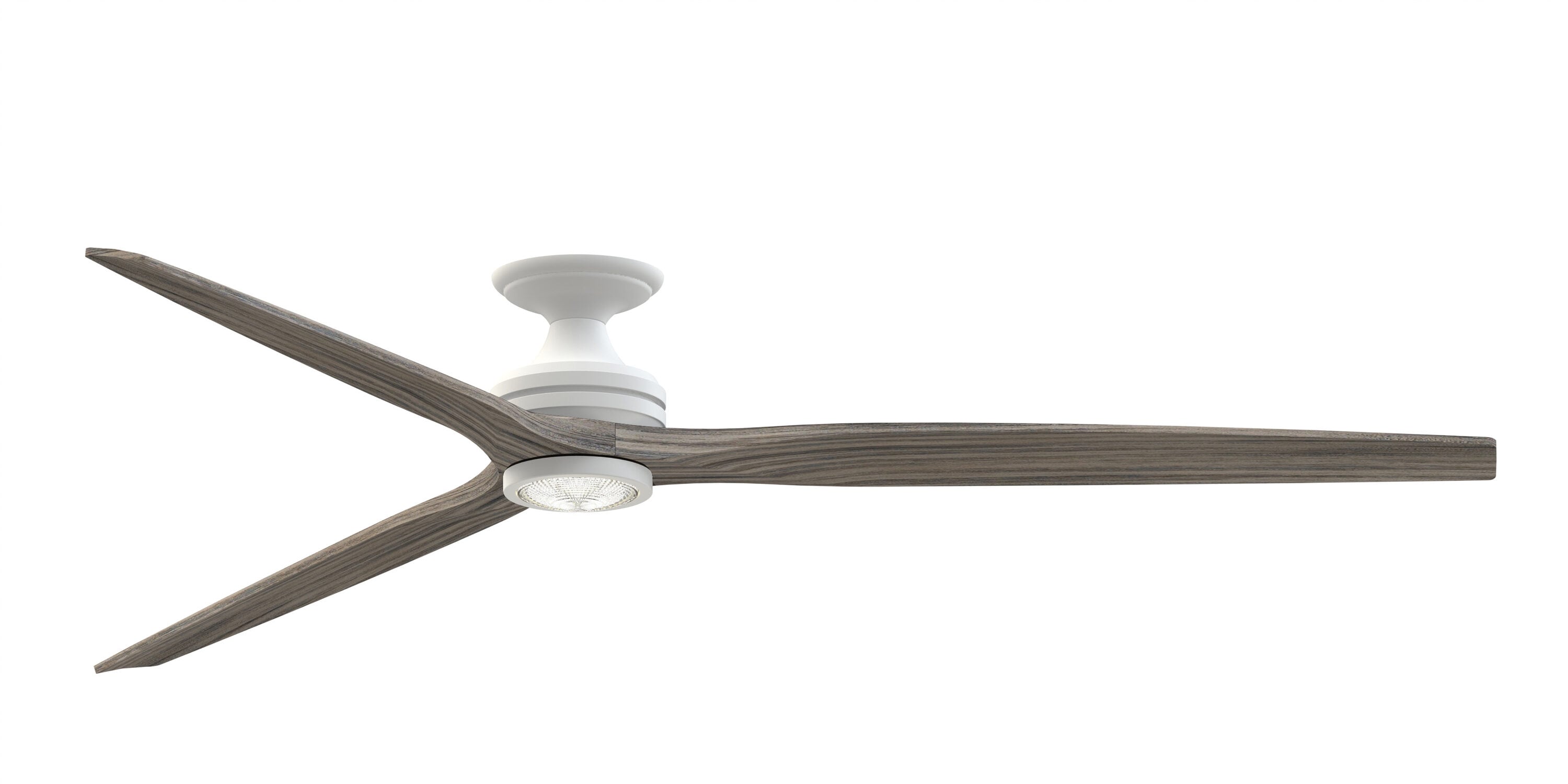 Fanimation FPD6721BMW-84WE-LK-F Spitfire 84-in Color-Changing Integrated LED Outdoor Flush Mount Smart Matte White with Weathered Wood Blades Propeller Ceiling Fan With Light - Remote Included ( 3 -Blade )