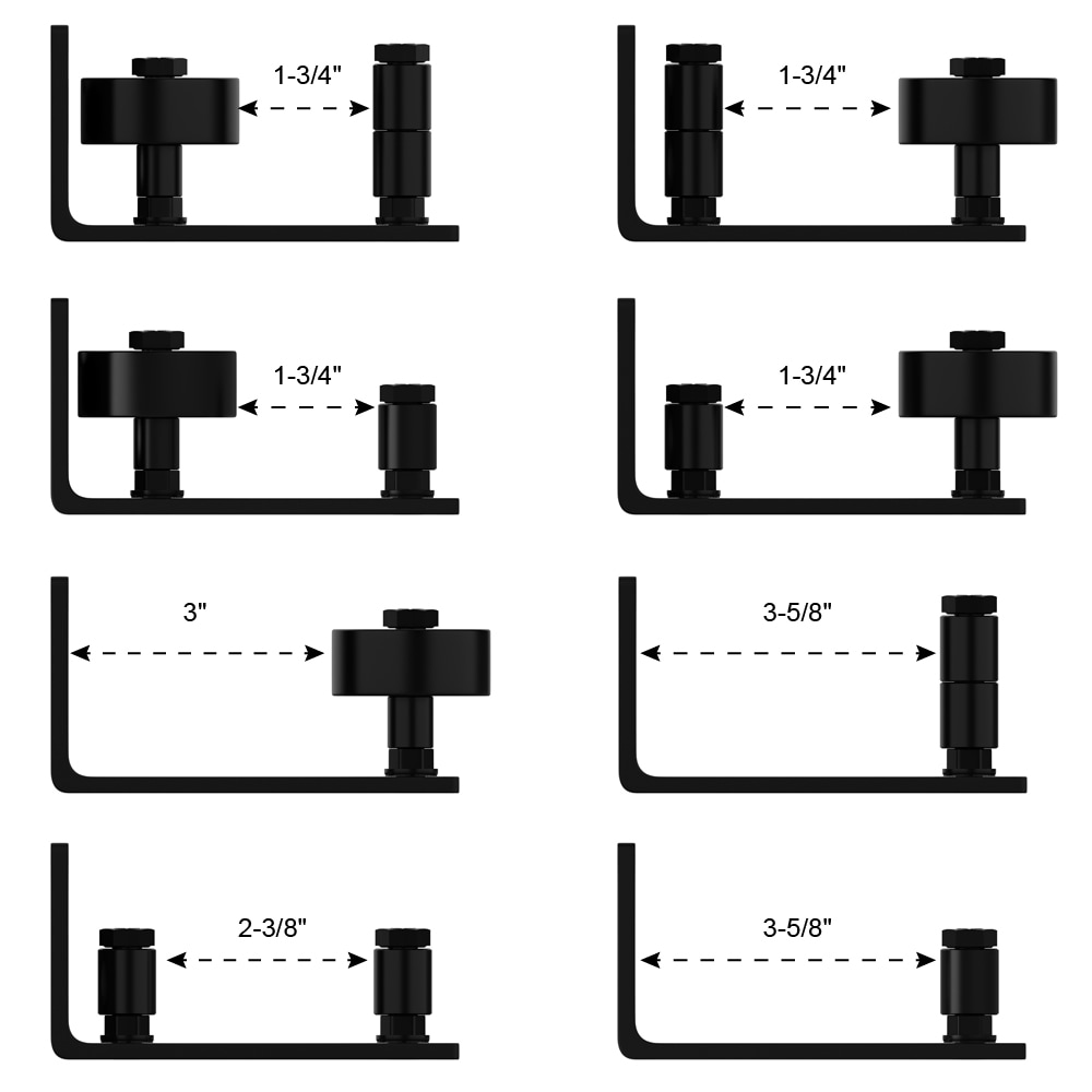 Black Adjustable Sliding Barn Door Floor Guide with 8 Setup Options