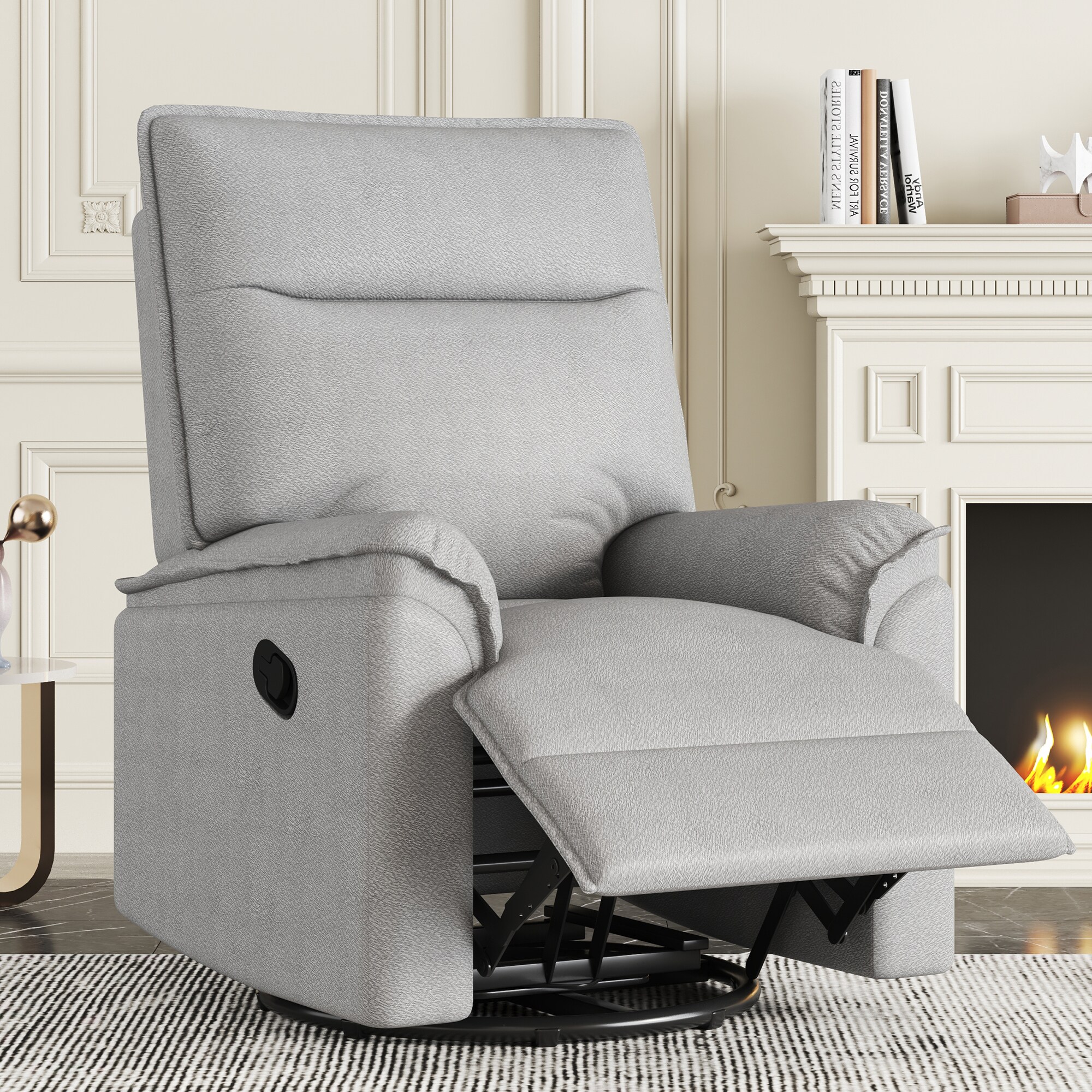 Mondawe OR-W1232-ZY Gray Linen Upholstered Swivel Recliner