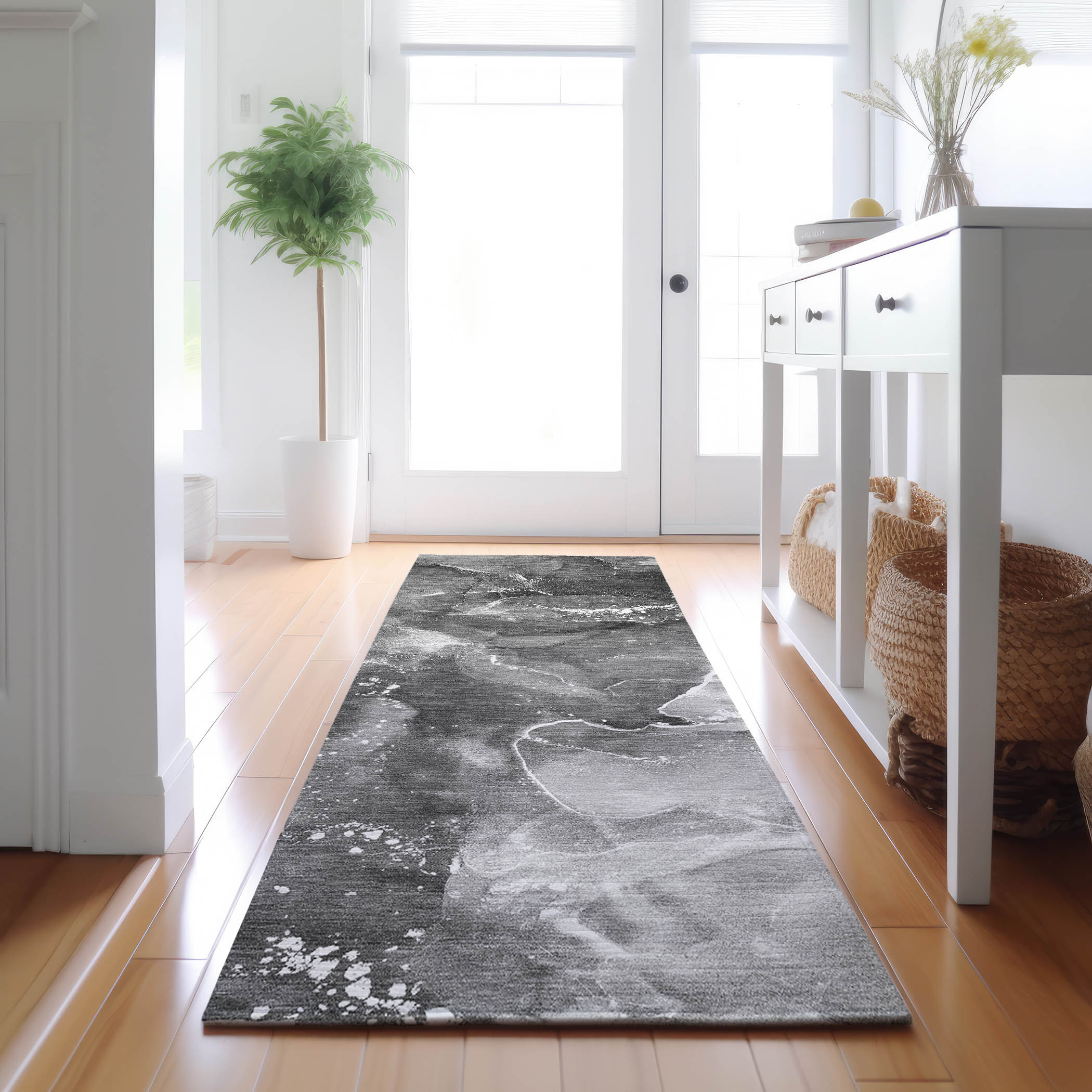 Addison Rugs AMF503PP2X8 Mayfield AMF503PP 2 x 7 (ft) Loomed Polyester Purple Rectangular Indoor Abstract Machine washable Area rug