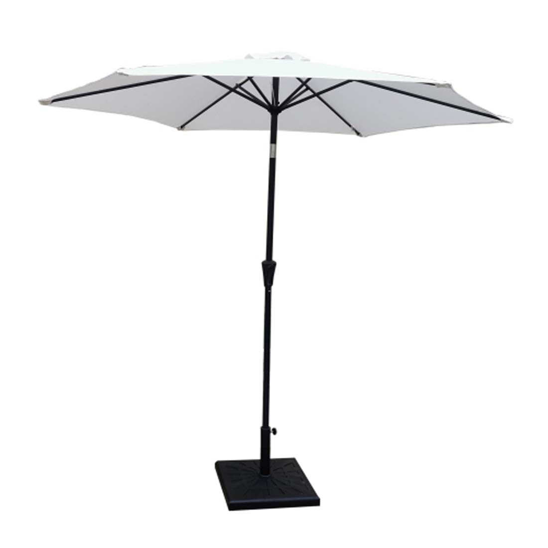 Damerin PUQ6115 8.858-Feet Aluminum Off-white Market Patio Umbrella with Base
