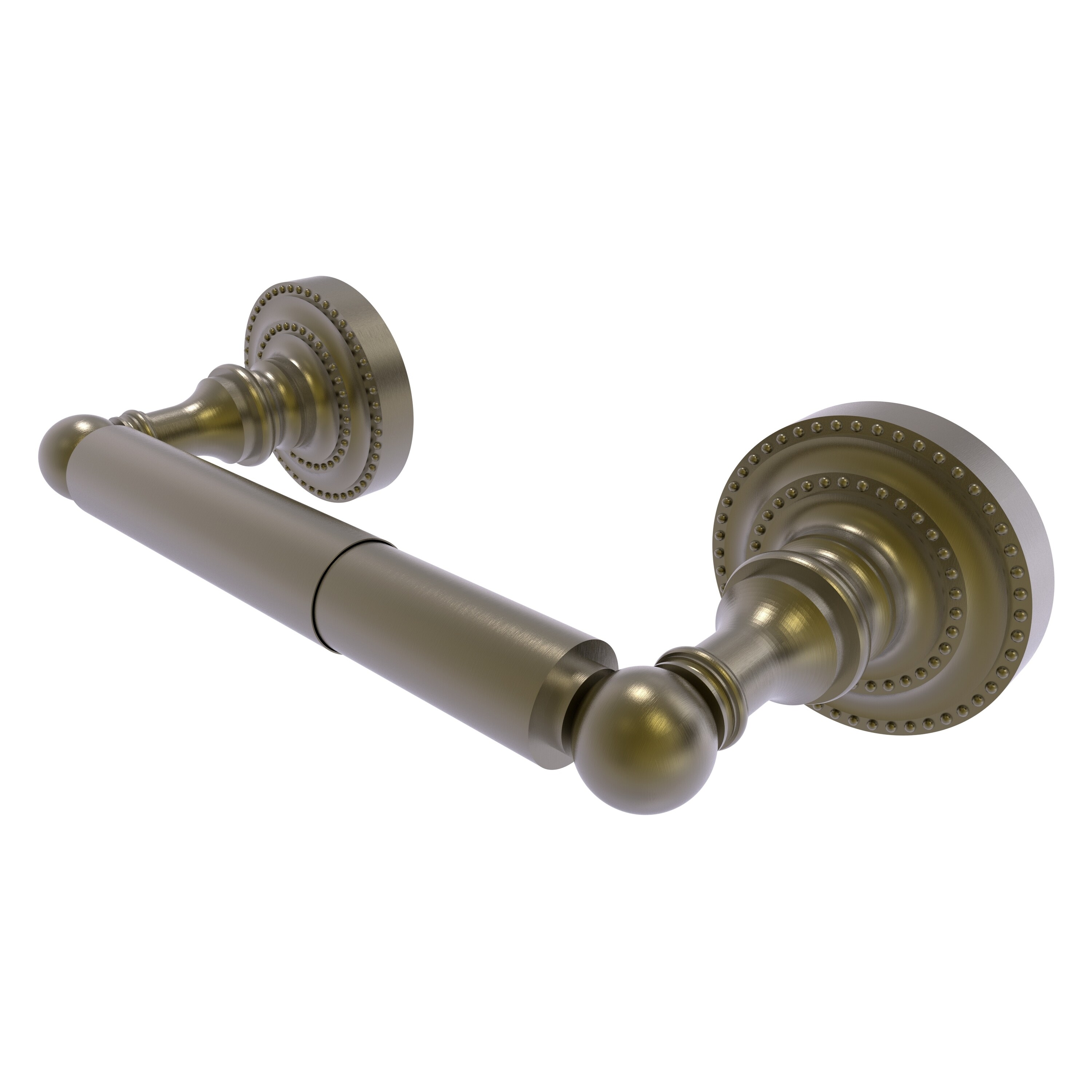 Allied Brass DT-24-ABR Dottingham Antique Brass Wall mount Double post Toilet Paper Holder 1 -Rolls with Storage
