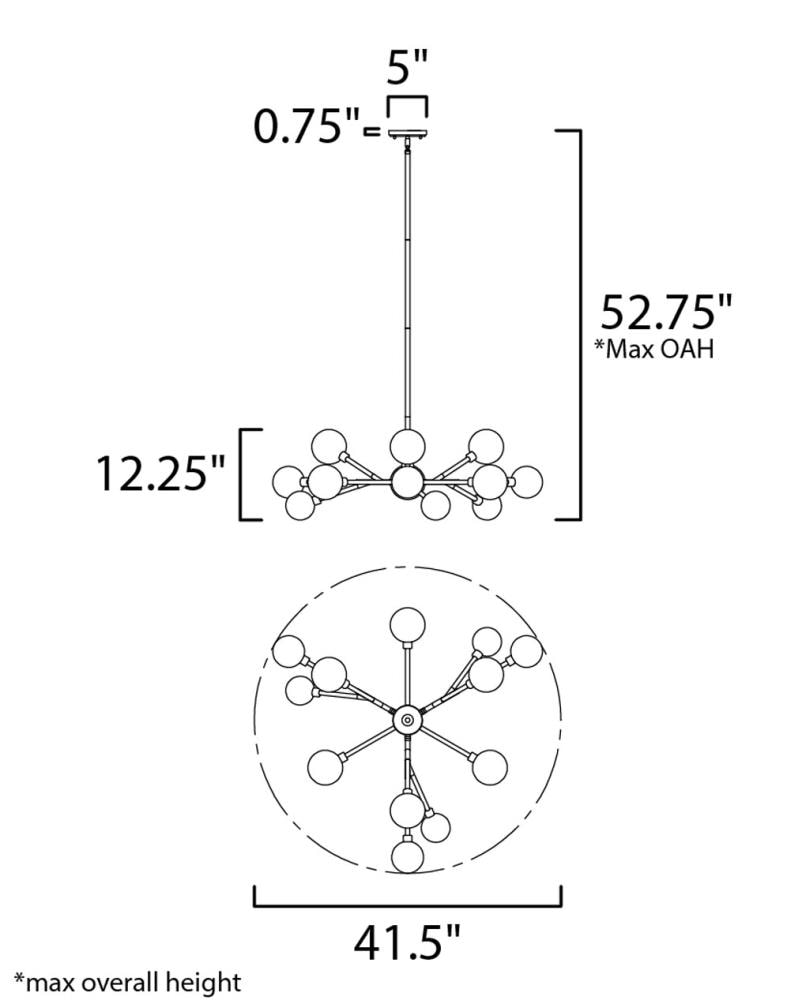 Polished Chrome Sputnik-Inspired 12-Light LED Chandelier with Smoke Glass Shades