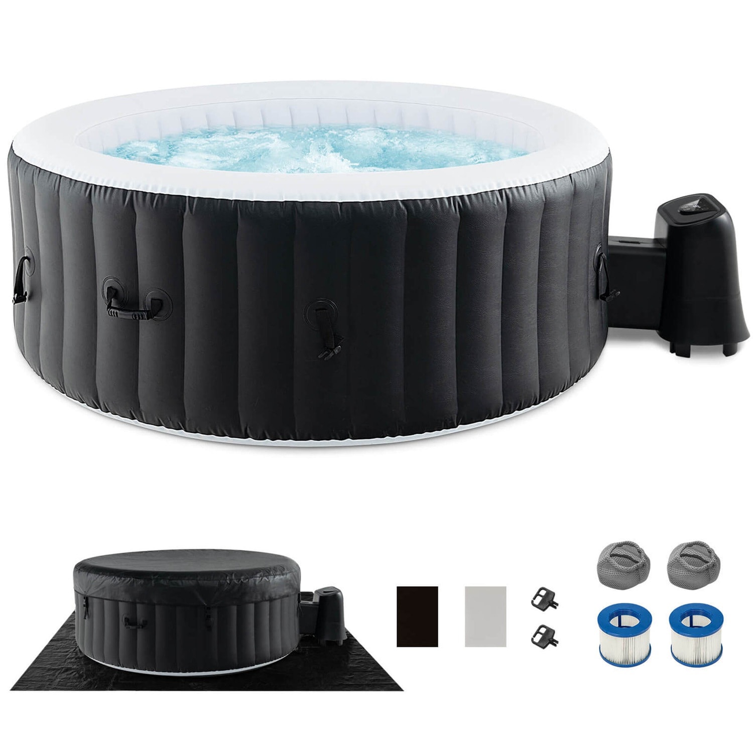 Costway CSHY001452 80 inches Round SPA Pool Inflatable Hot Tub with 130 Air Jets Electric Heater Pump