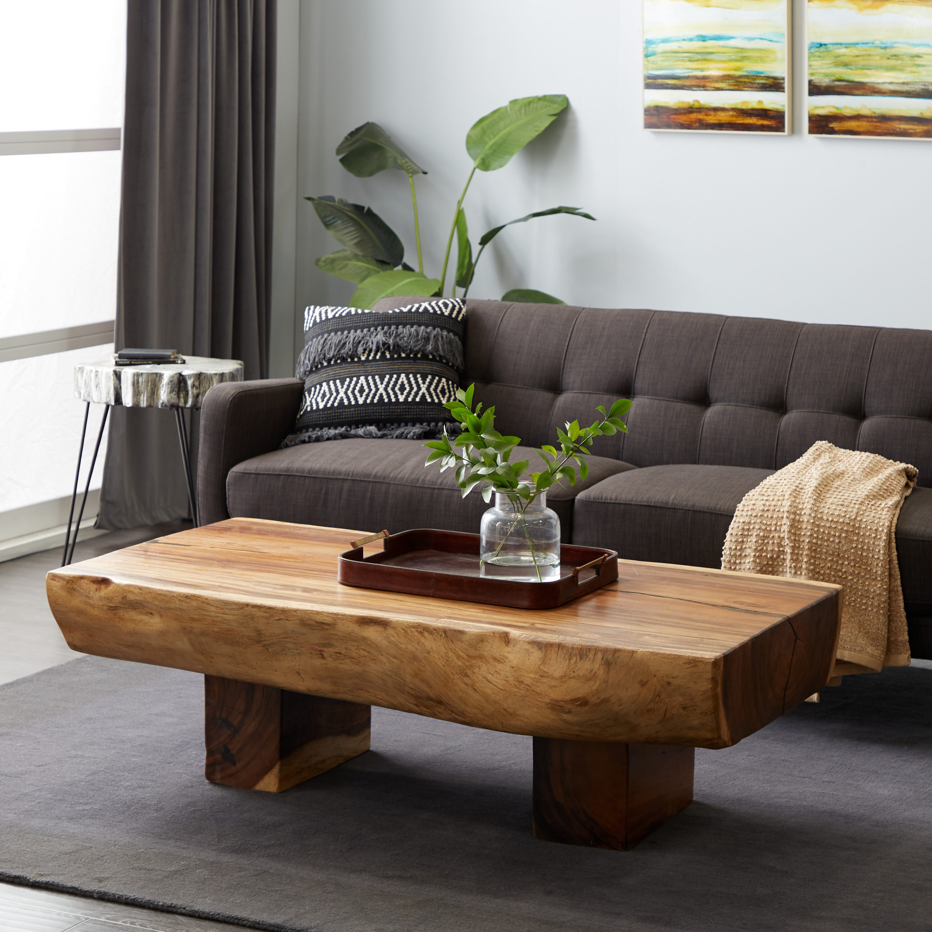 Grayson Lane Teak Wood Rustic Coffee Table in the Coffee Tables department  at