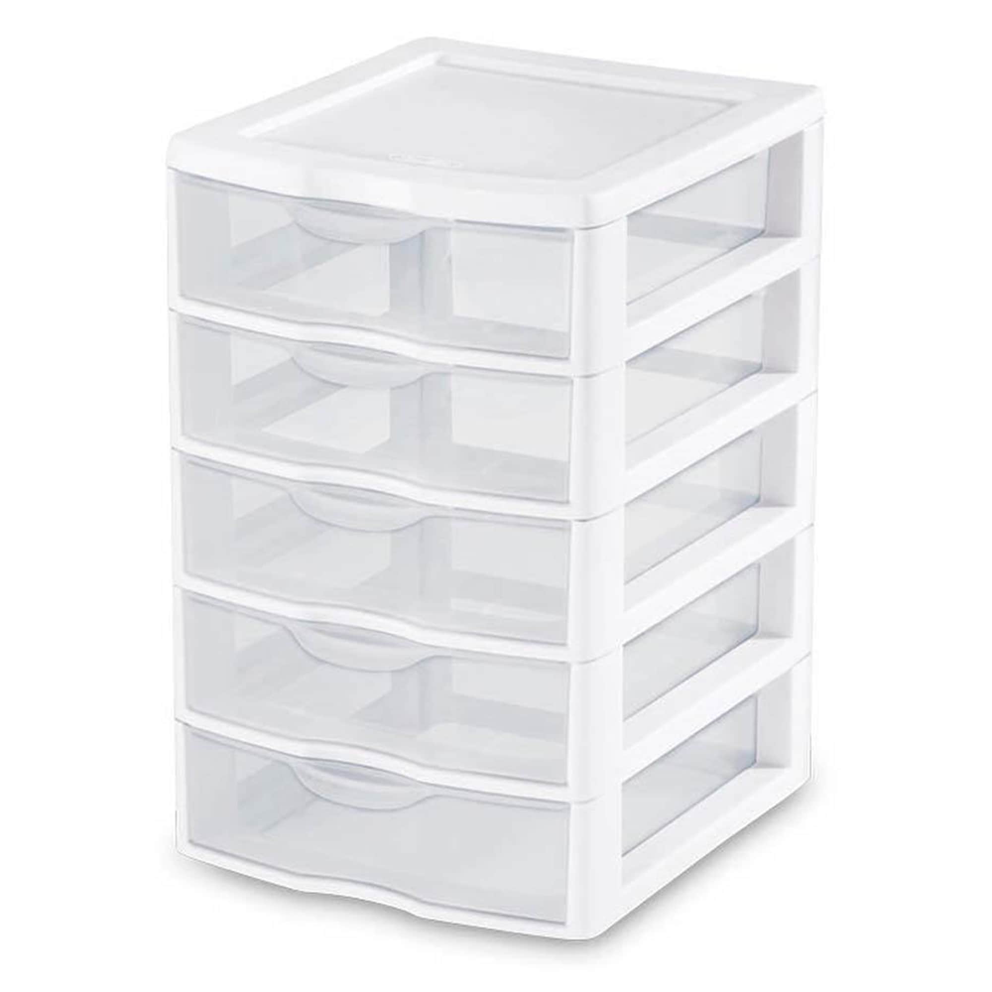 Gracious Living 3-Pack 4-Drawers Clear Stackable Rolling Plastic Storage  Drawer 23.75-in H x 12-in W x 13.25-in D in the Storage Drawers department  at