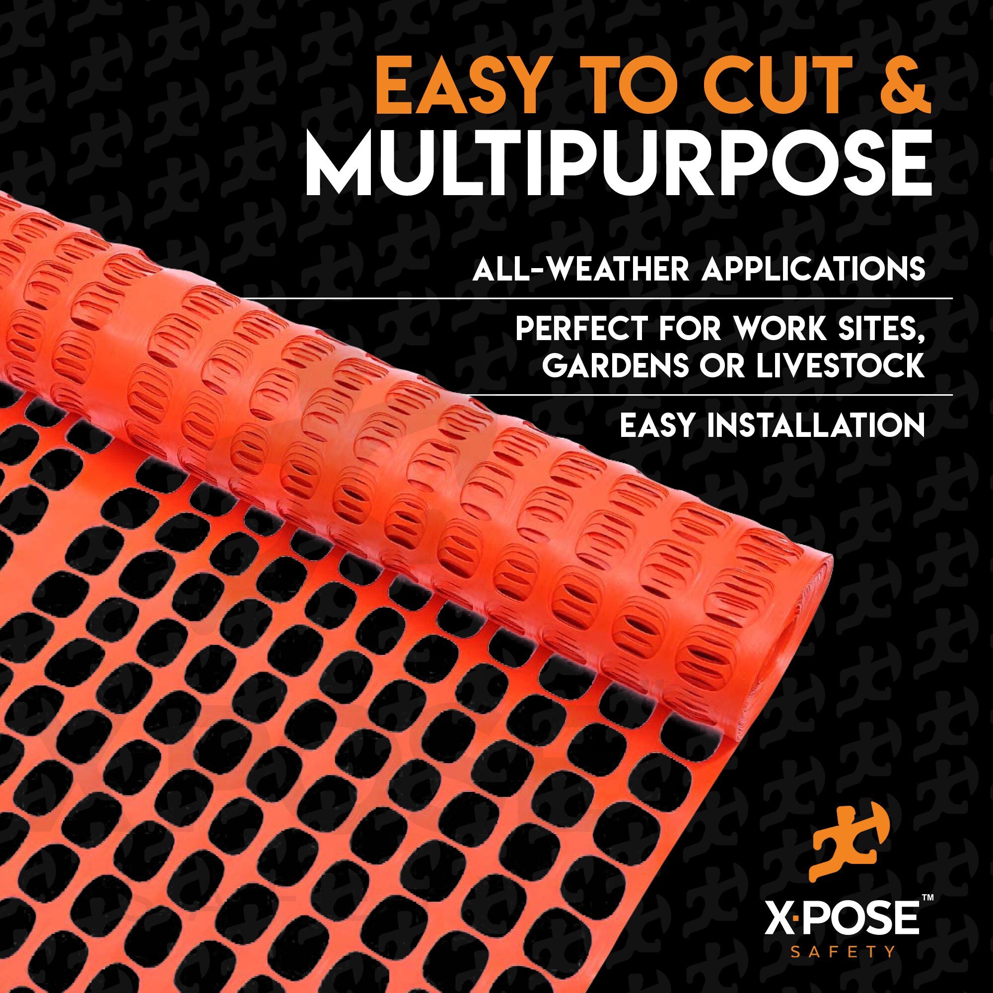 XPOSE SAFETY Orange PVC Bamboo Fence, 100ft x 4ft Roll