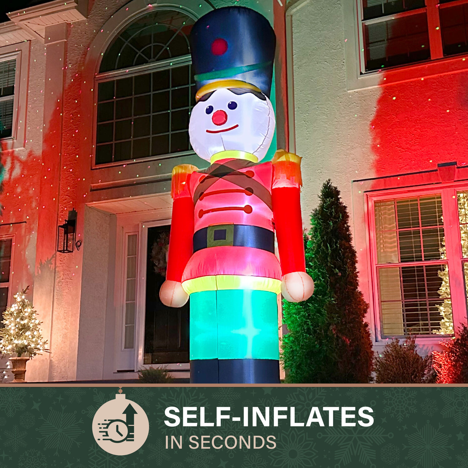 12-Foot Multicolor Polyester Pre-lit Nutcracker Christmas Inflatable