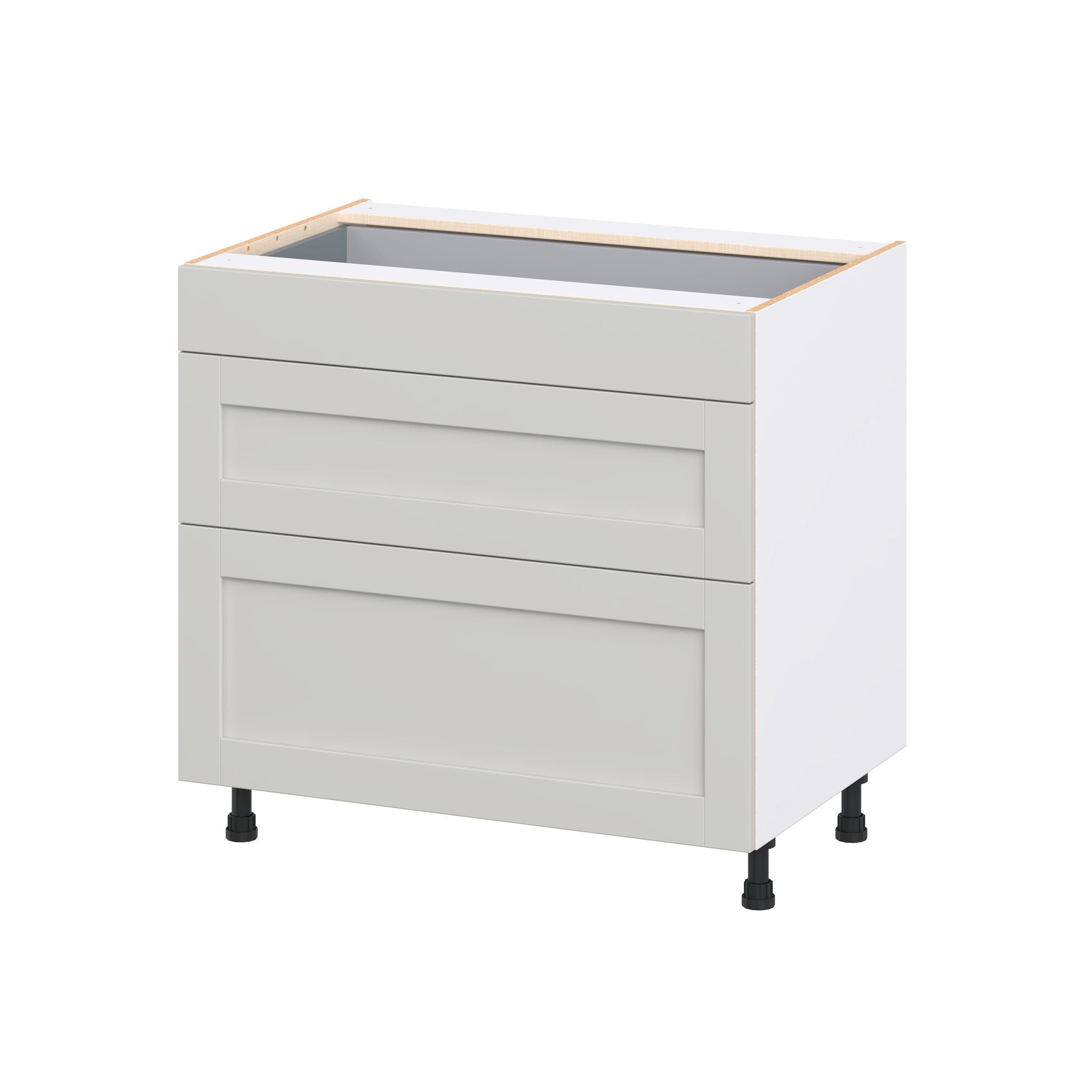 Hugo&Borg DSB3D36-CH Charlesberg 36-in W x 34.5-in H x 24.5-in D Light Gray 3 -Drawers Drawer Base Fully assembled Cabinet Shaker