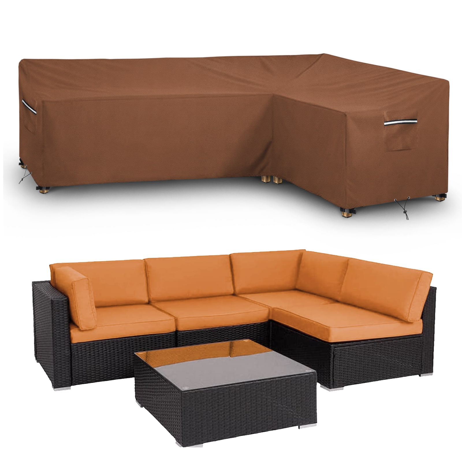 Gasadar LS-BN-002 Brown Polyester Patio Furniture Cover For Sectional furniture set