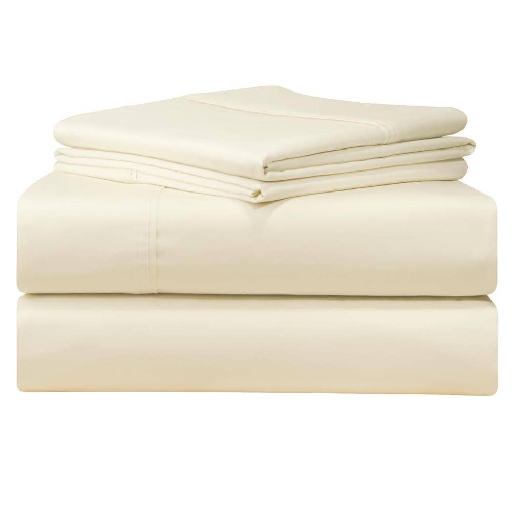 Pointehaven 500DF-KGWHITE King 500 -Thread Count Cotton White Bed Sheet Set