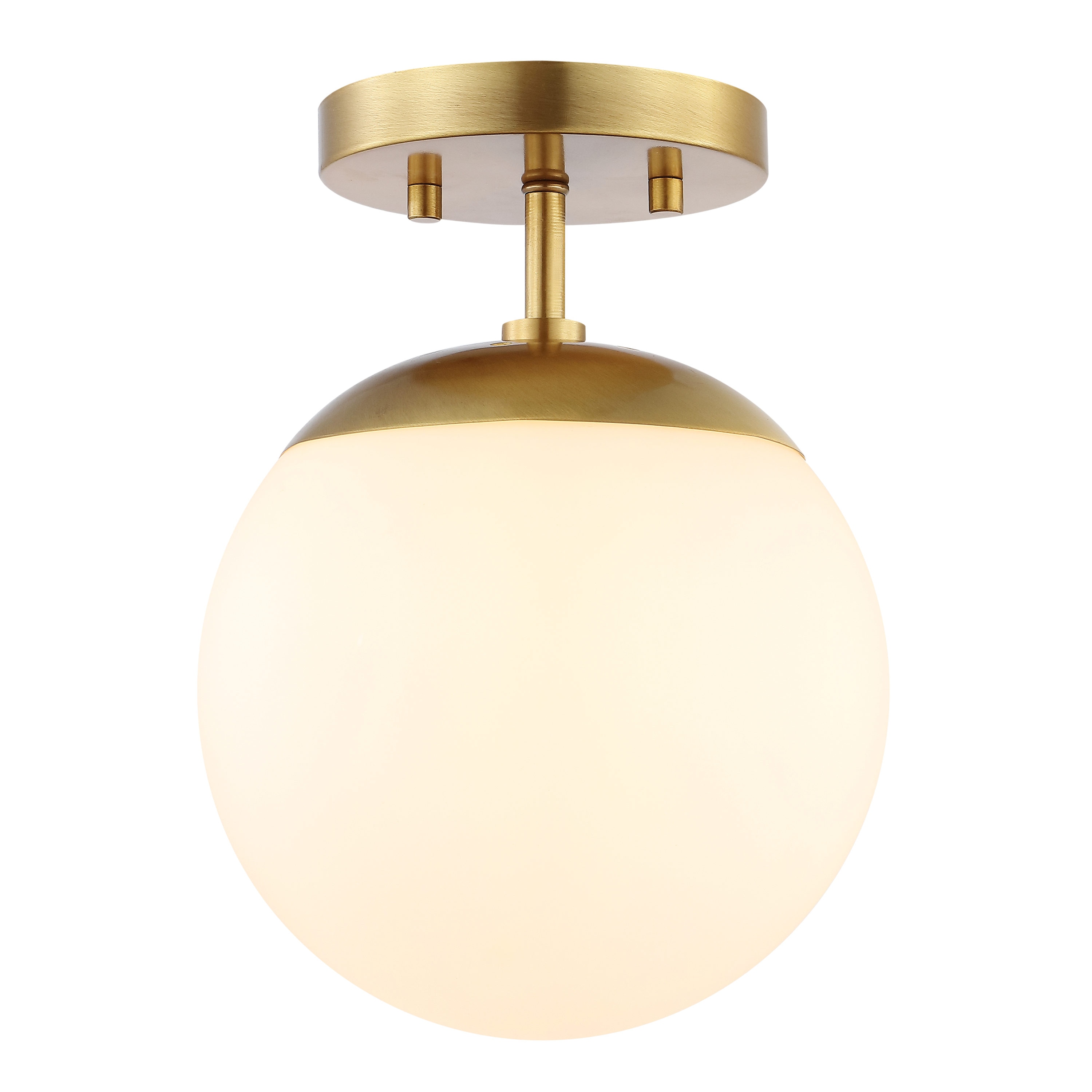 Marcel Brass Gold Frosted Glass Globe LED Flush Mount