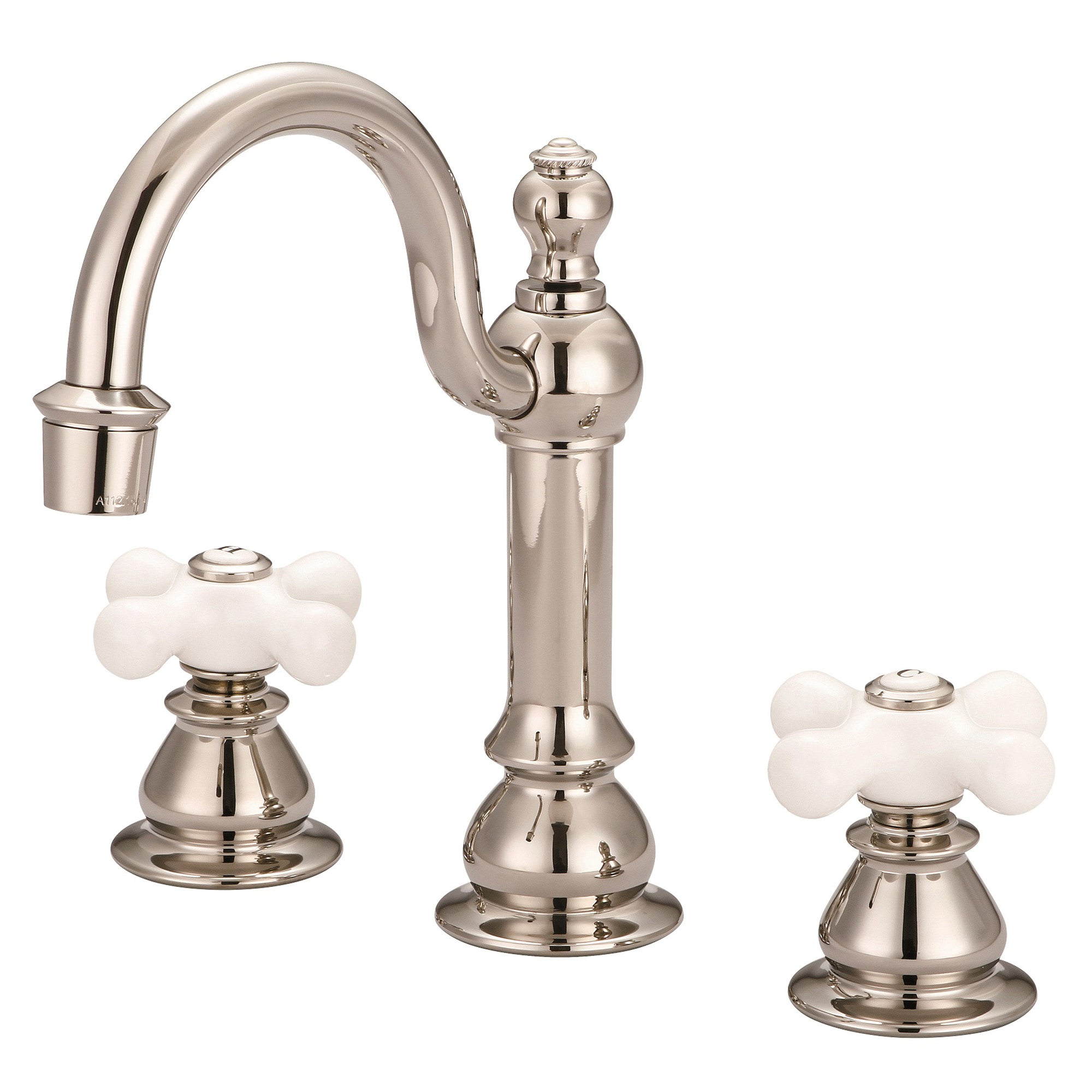Water Creation F2-0012-05-PX F2 Polished Nickel Widespread 2-handle High-arc Commercial/Residential Handle Bathroom Sink Faucet with Drain
