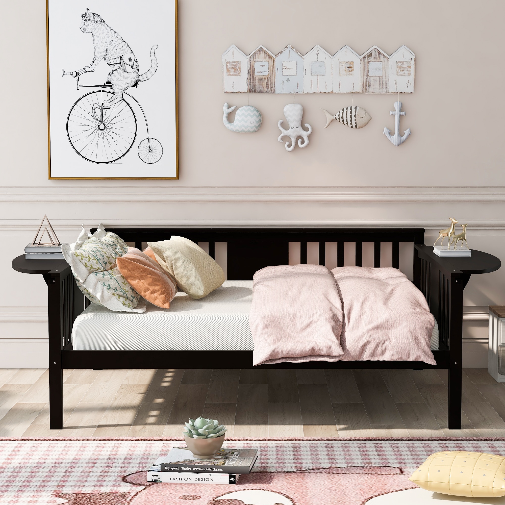 Qualler BLE000510P Espresso Full Wood Daybed Bed