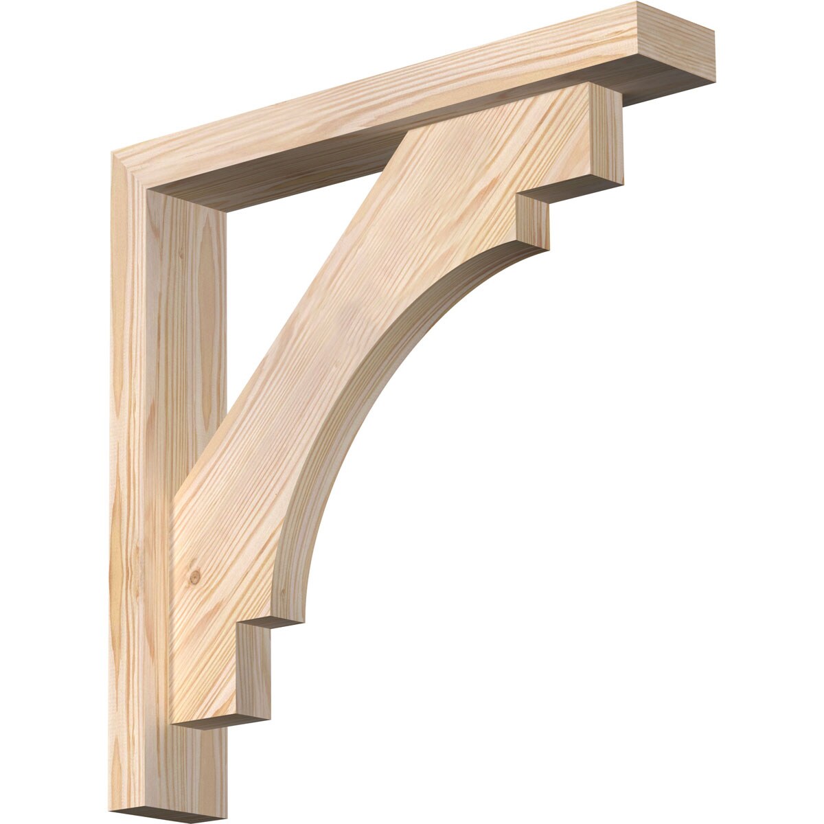 Ekena Millwork 1463316 Merced Block Smooth Bracket with Offset Brace 3-1/2-in x 20-in x 20-in Douglas fir Brown Wood Standard bracket