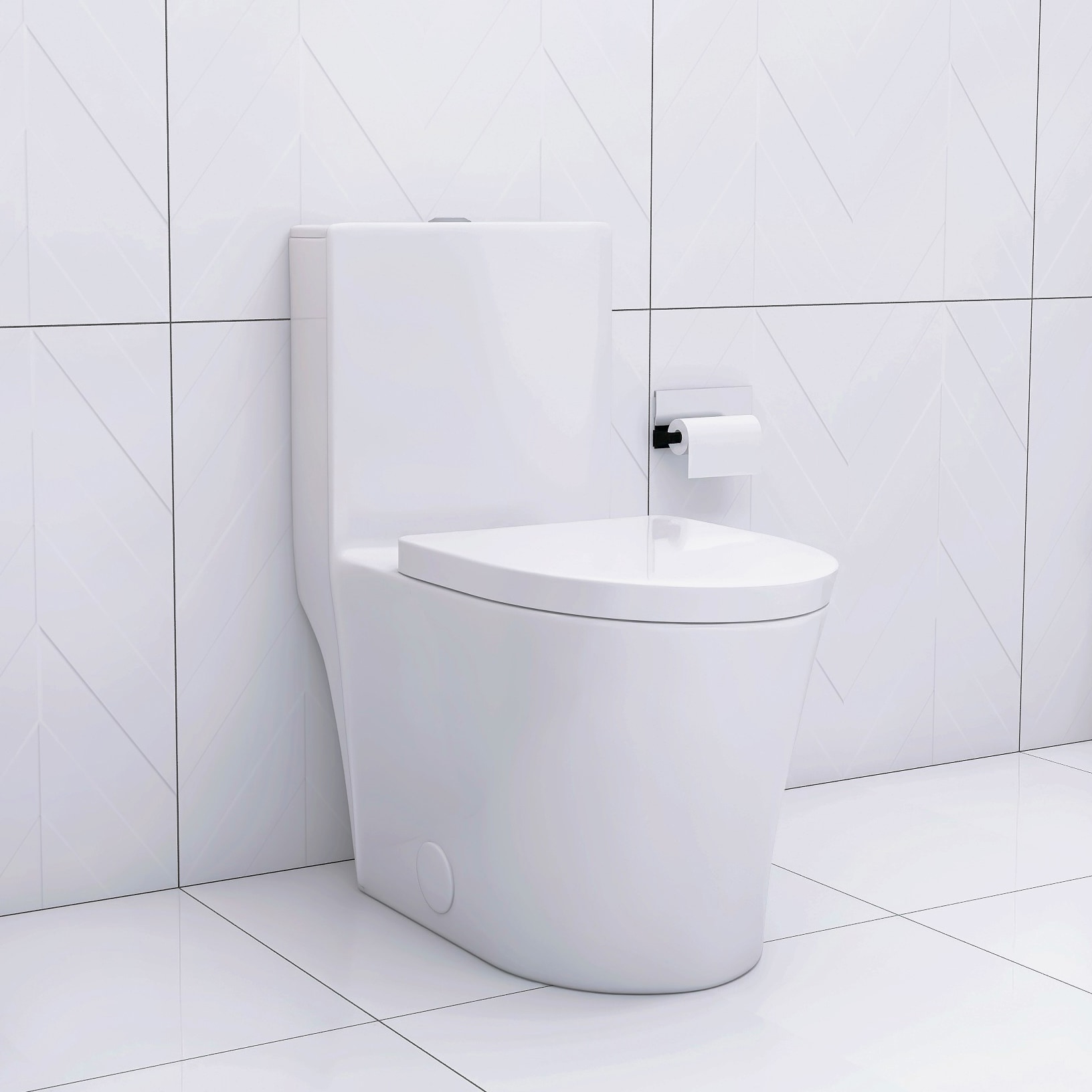 Tatayosi P-DJ-P192007 One-Piece White Elongated Toilet with Powerful Dual Flush System