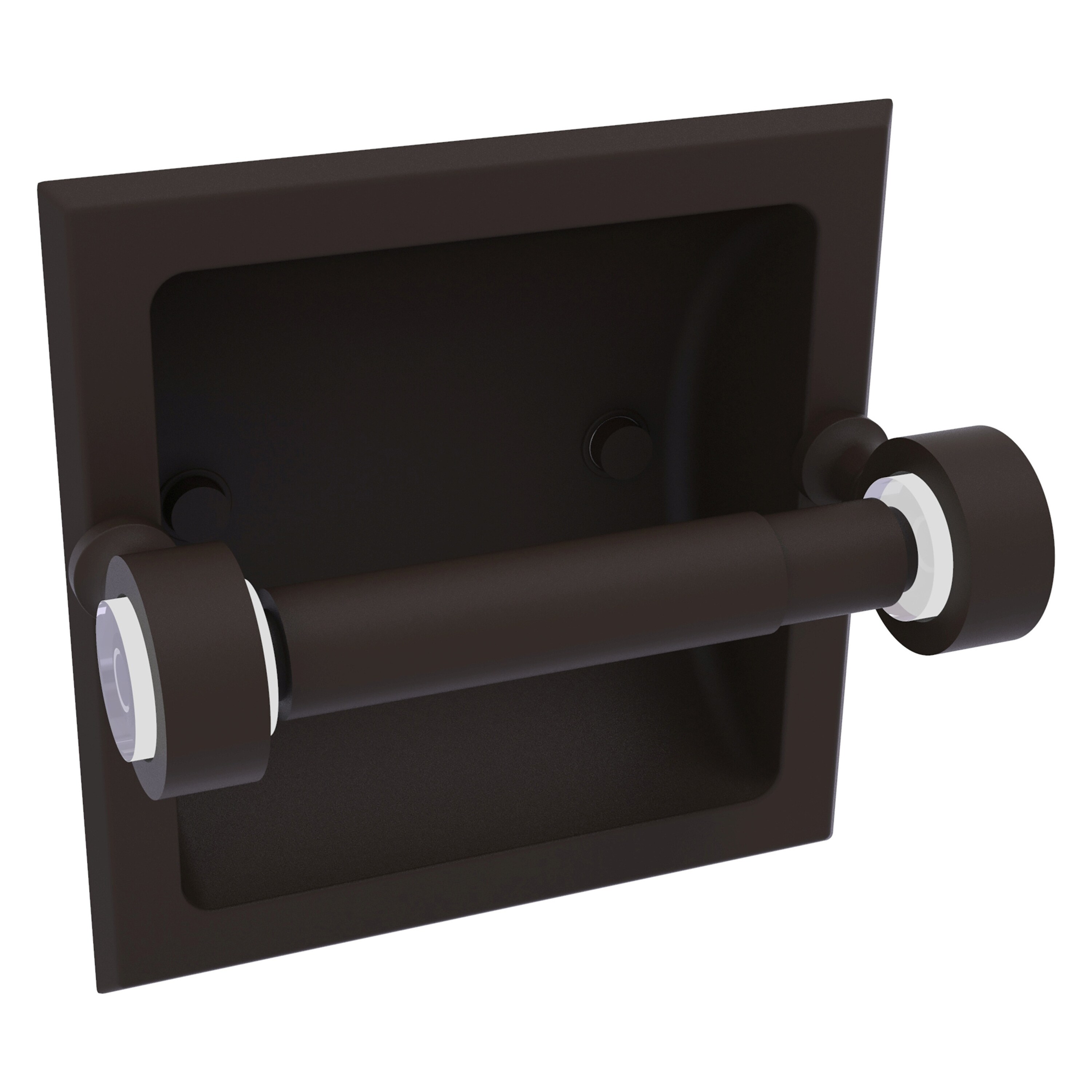 Allied Brass PG-24C-ORB Pacific Grove Oil-rubbed Bronze Recessed Double post Toilet Paper Holder 1 -Rolls with Storage