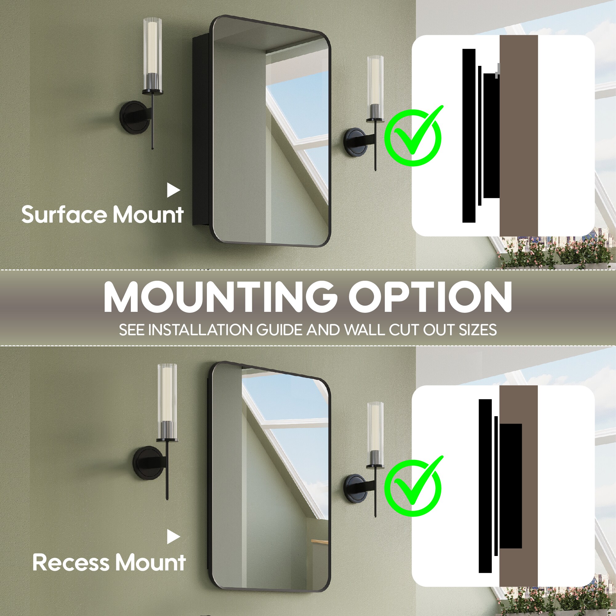 Forclover MCLE-2030MB-LR Bathroom-Medicine-Cabinets - View #5