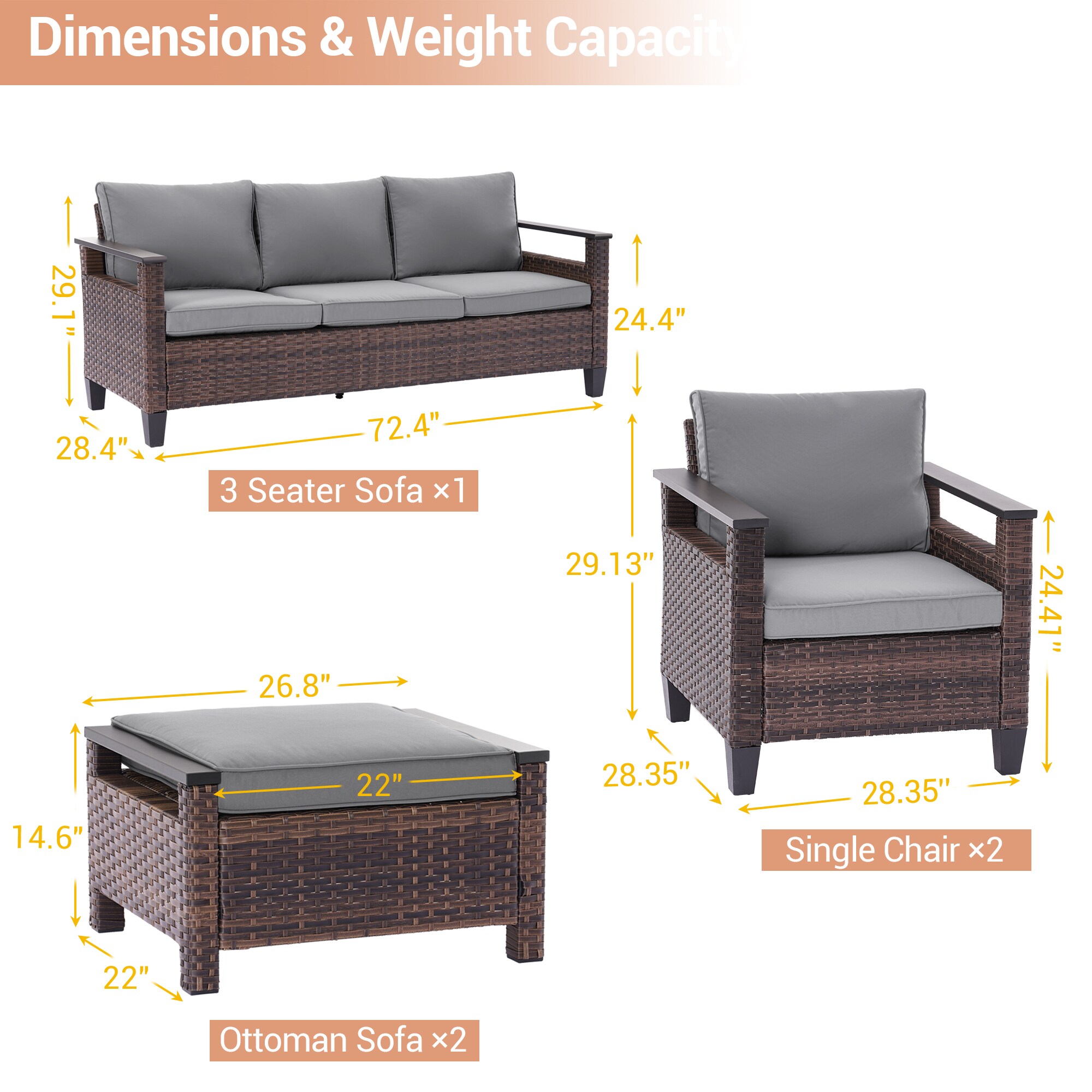 Sonkuki SD-PS-126BGY Patio-Conversation-Sets - View #2