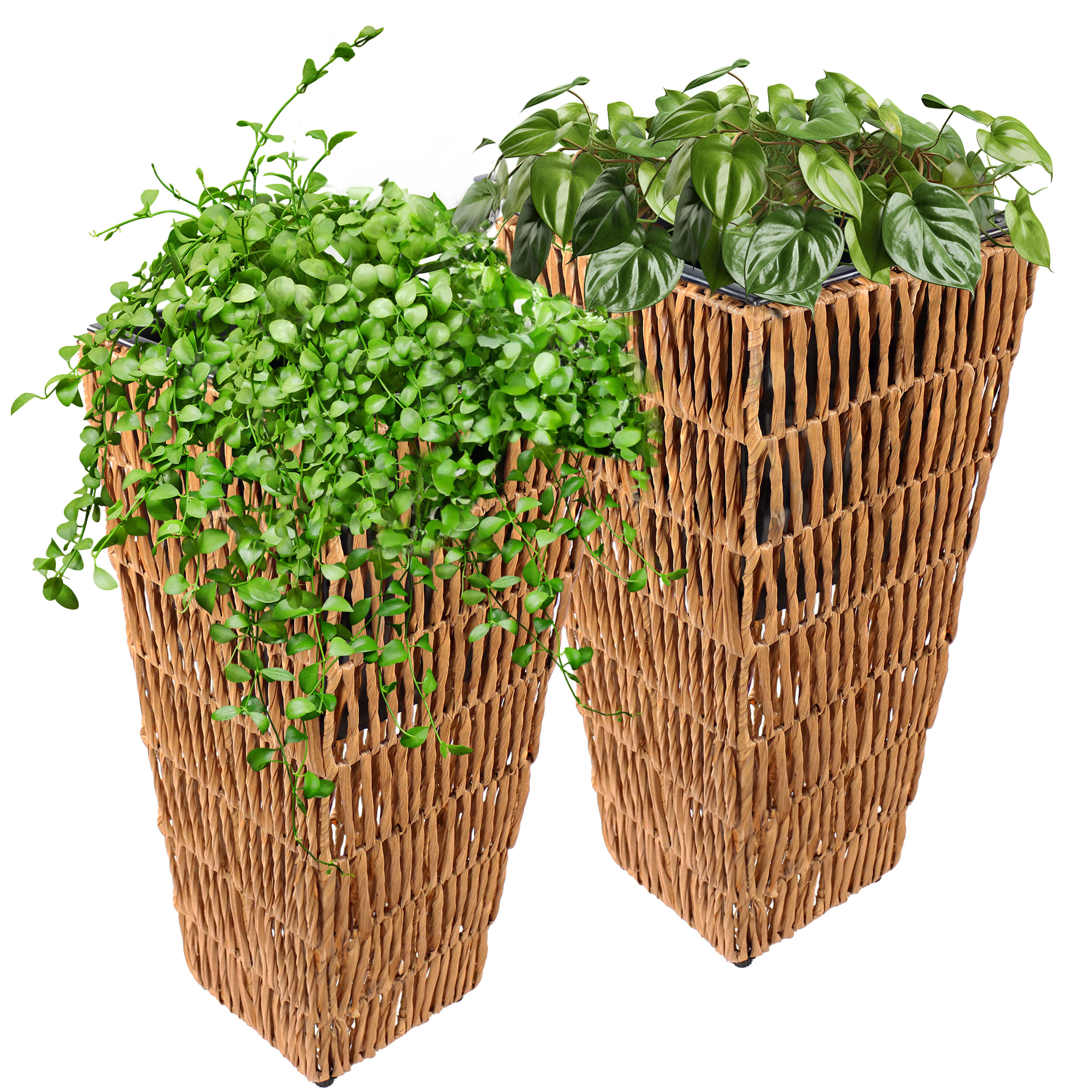Sunnydaze Decor TAM-376 2 -Pack Square 11.0-in W Medium Brown Recycled plastic Contemporary/Modern Indoor/Outdoor Planter