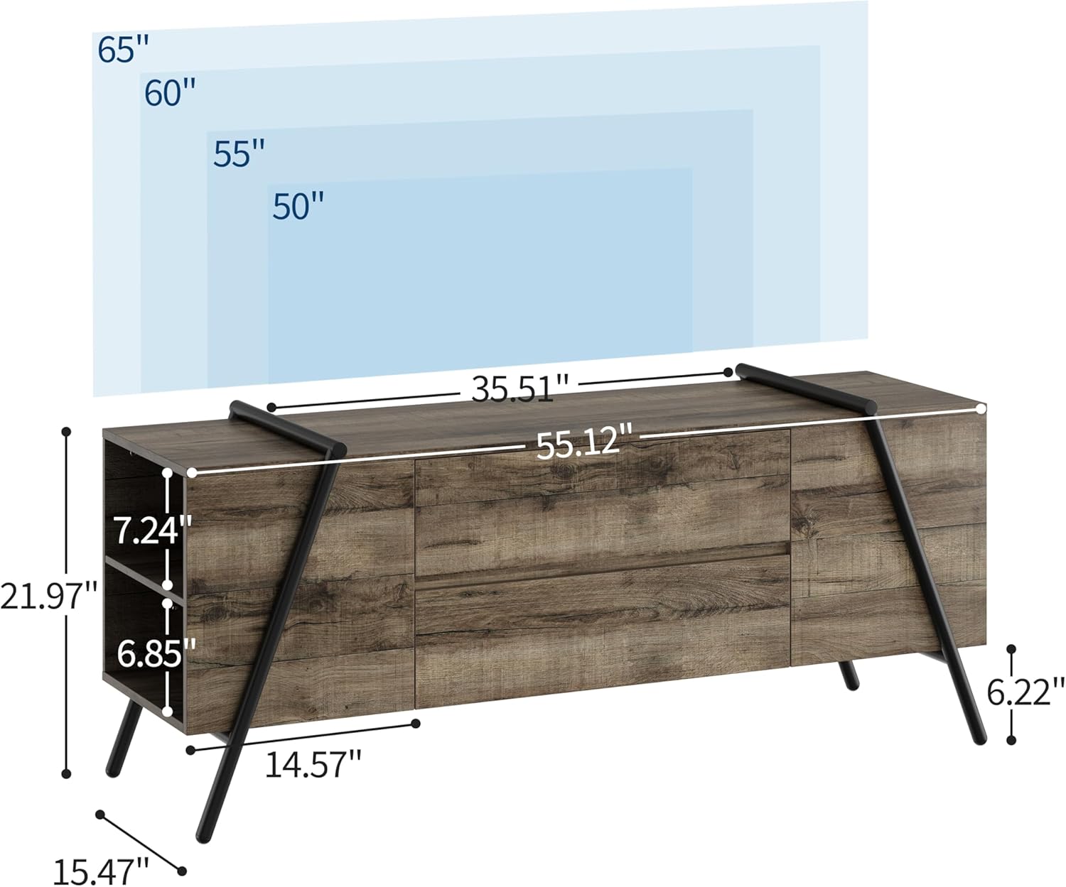 Garvee 55 inch Modern Farmhouse TV Stand Entertainment Center with 2 ...