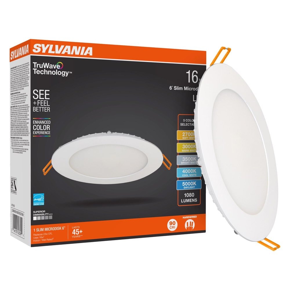 SYLVANIA -  TruWave White Disklight Retrofit Kit in. W LED Canless Recessed Downlight 16 W