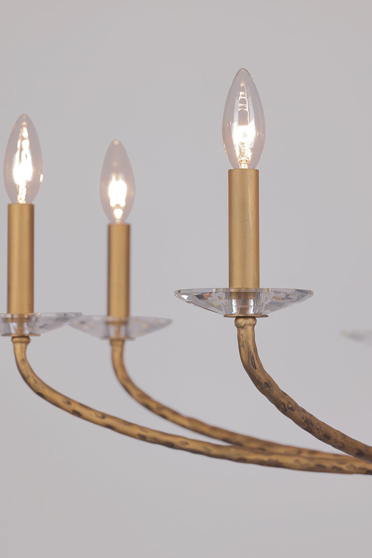 Ashen Gold 36" 8-Light Candle Style Chandelier with Crystal Accents