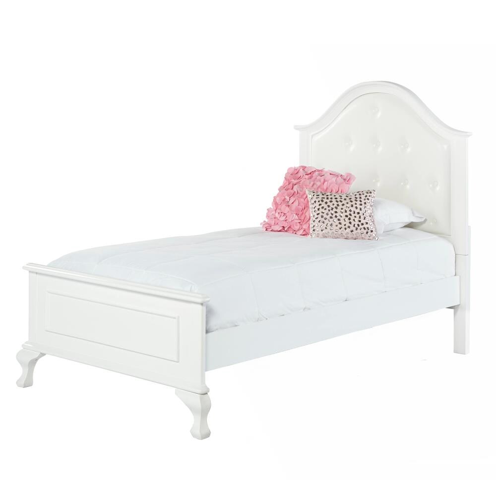 White Twin Faux Leather 3-Piece Bedroom Set with Chest and Nightstand