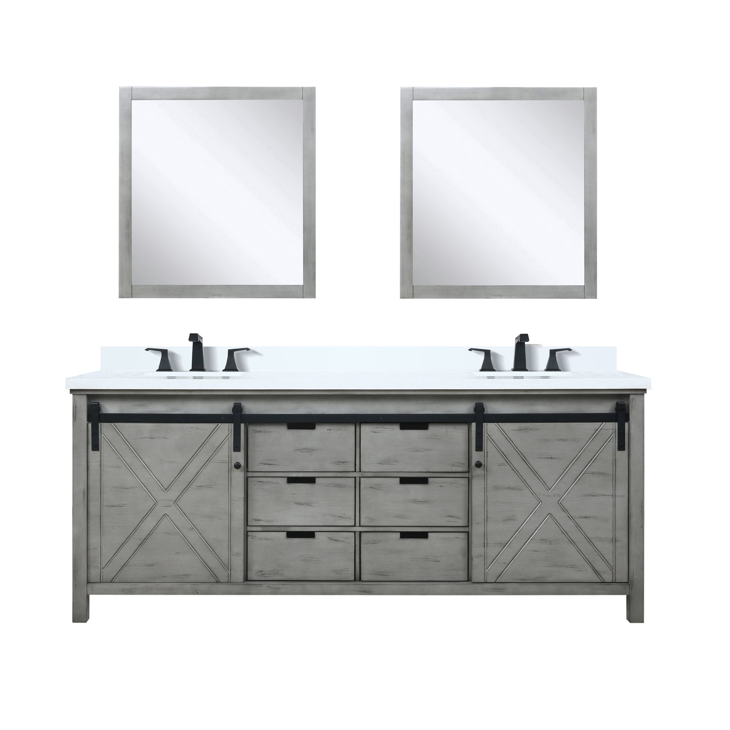 Lexora LVM80DH311 Marsyas 80-in Ash Grey Undermount Double Sink Bathroom Vanity with Ash Grey Cultured Marble Top (Mirror and Faucet Included)