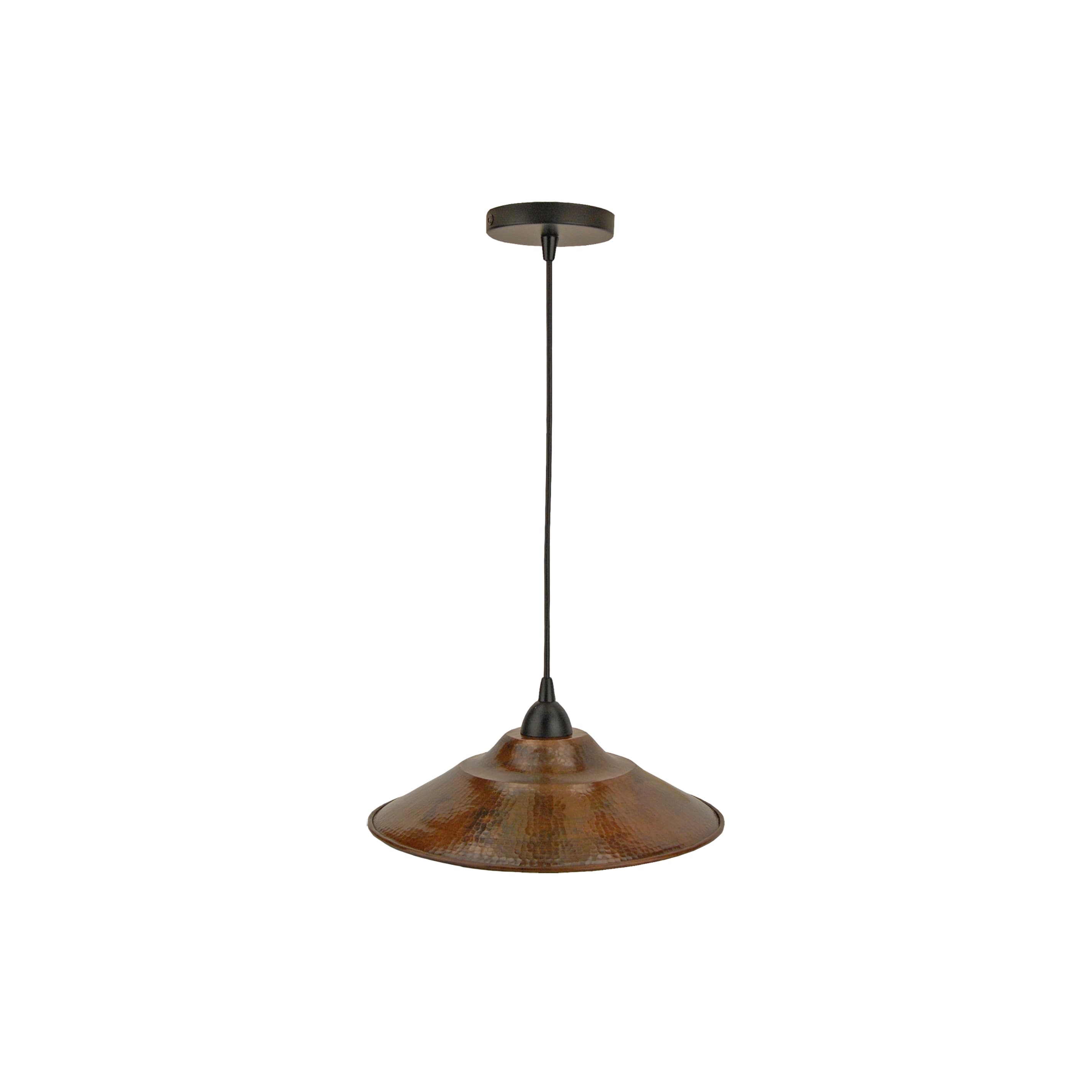 Lustrous Bronze Matte Black 13" Hand Hammered Copper Pendant Light