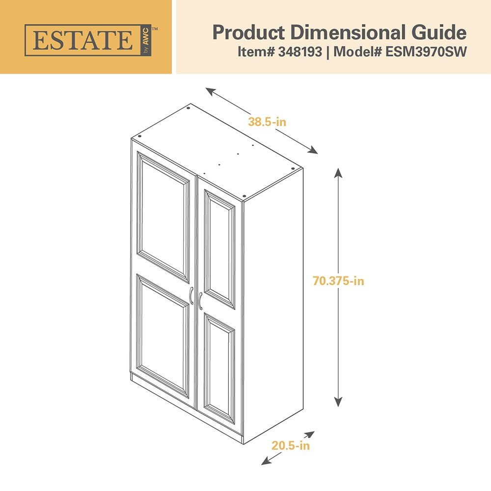 Estate 38.5-in W x 70.375-in H Wood Composite White Wall-mount Utility Storage Cabinet