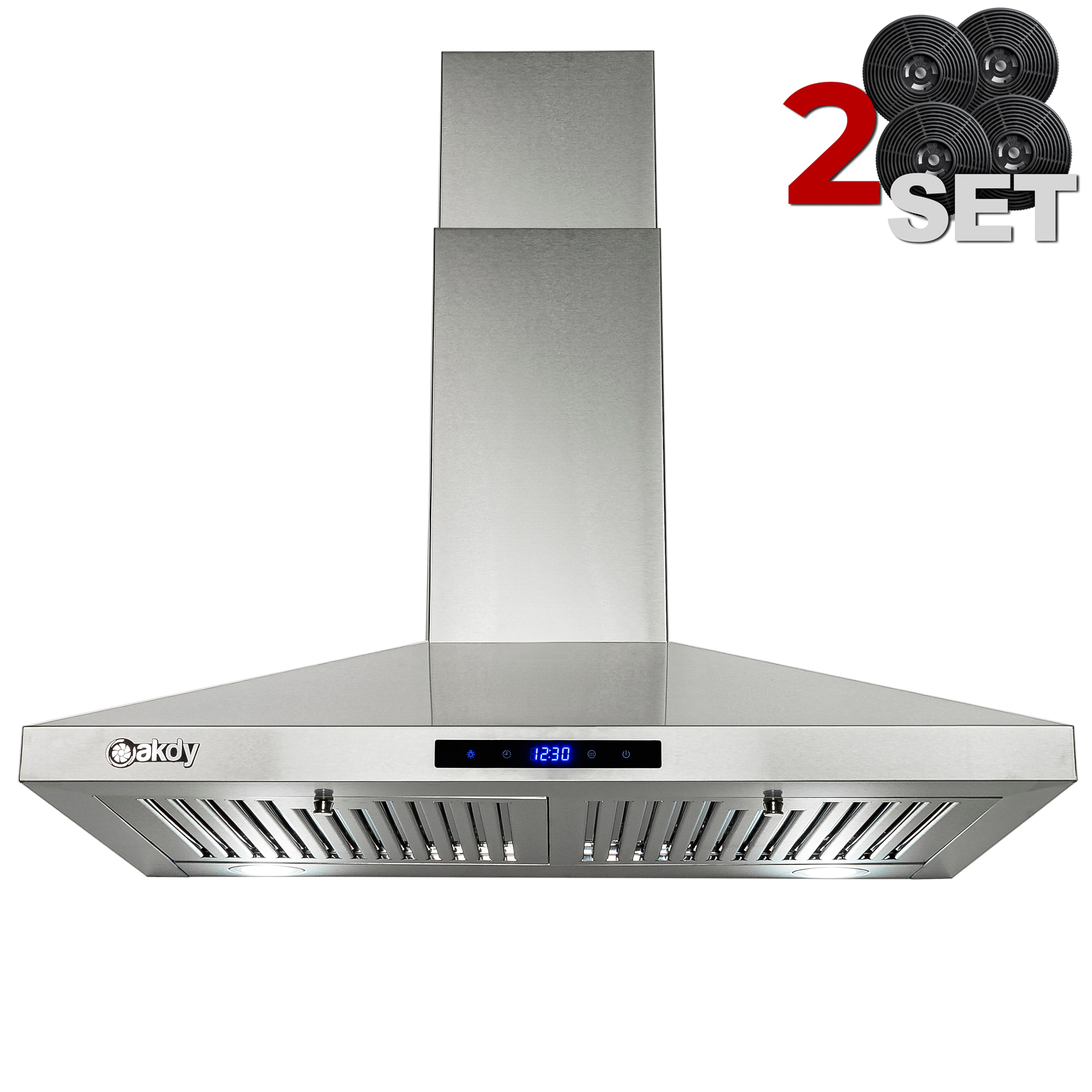 AKDY RH0419CFL 30 inch Convertible 217-CFM Stainless Steel Wall-Mounted Range Hood with Charcoal Filter