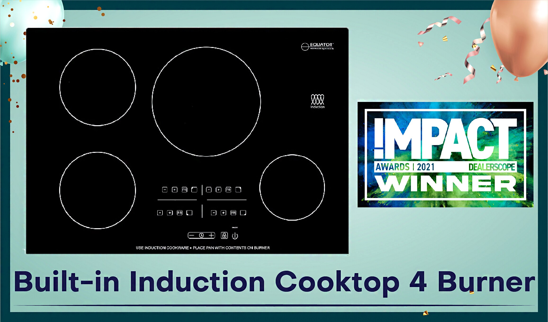 Equator 30" Black Ceramic 4 Burner Induction Cooktop