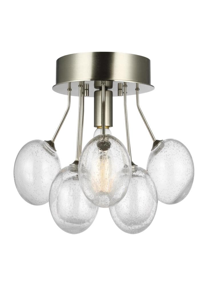 Generation Lighting 7714301-962 Bronzeville 1 -Light 15-in Brushed Nickel Semi Flush Mount Light