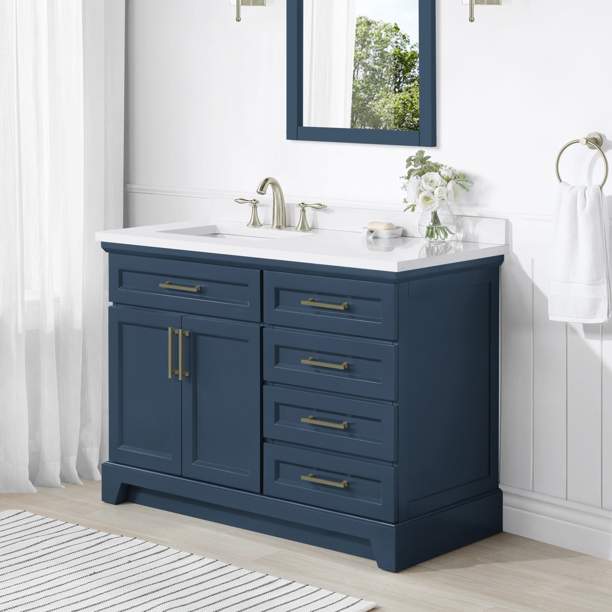 30'' Free-Standing Single Bathroom Vanity with Ceramic Vanity Top Latitude Run Sink Finish: Black