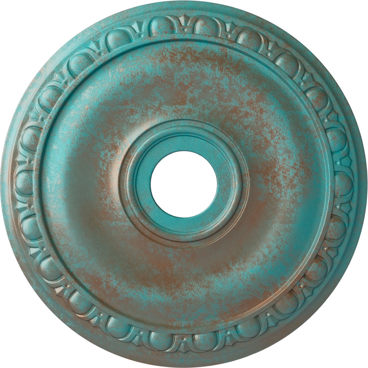 Ekena Millwork CM20JACGS Jackson 20-in W x 20-in L Painted Copper Green Patina Polyurethane Whole Ceiling Medallion