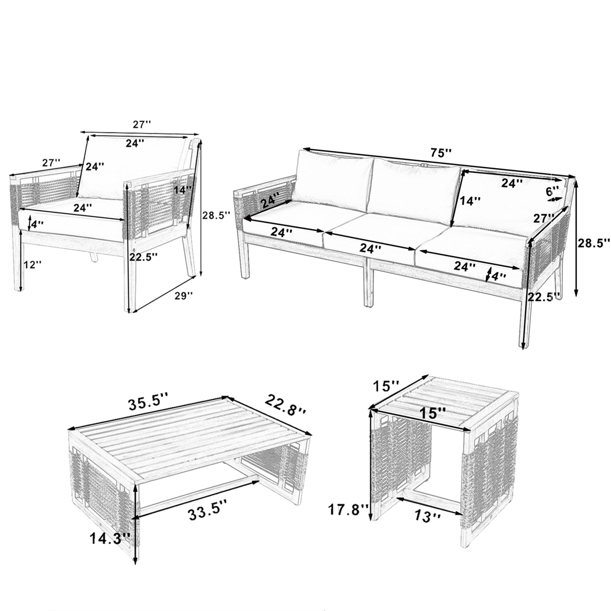 Bybafun YA0100473 Patio-Conversation-Sets - View #3