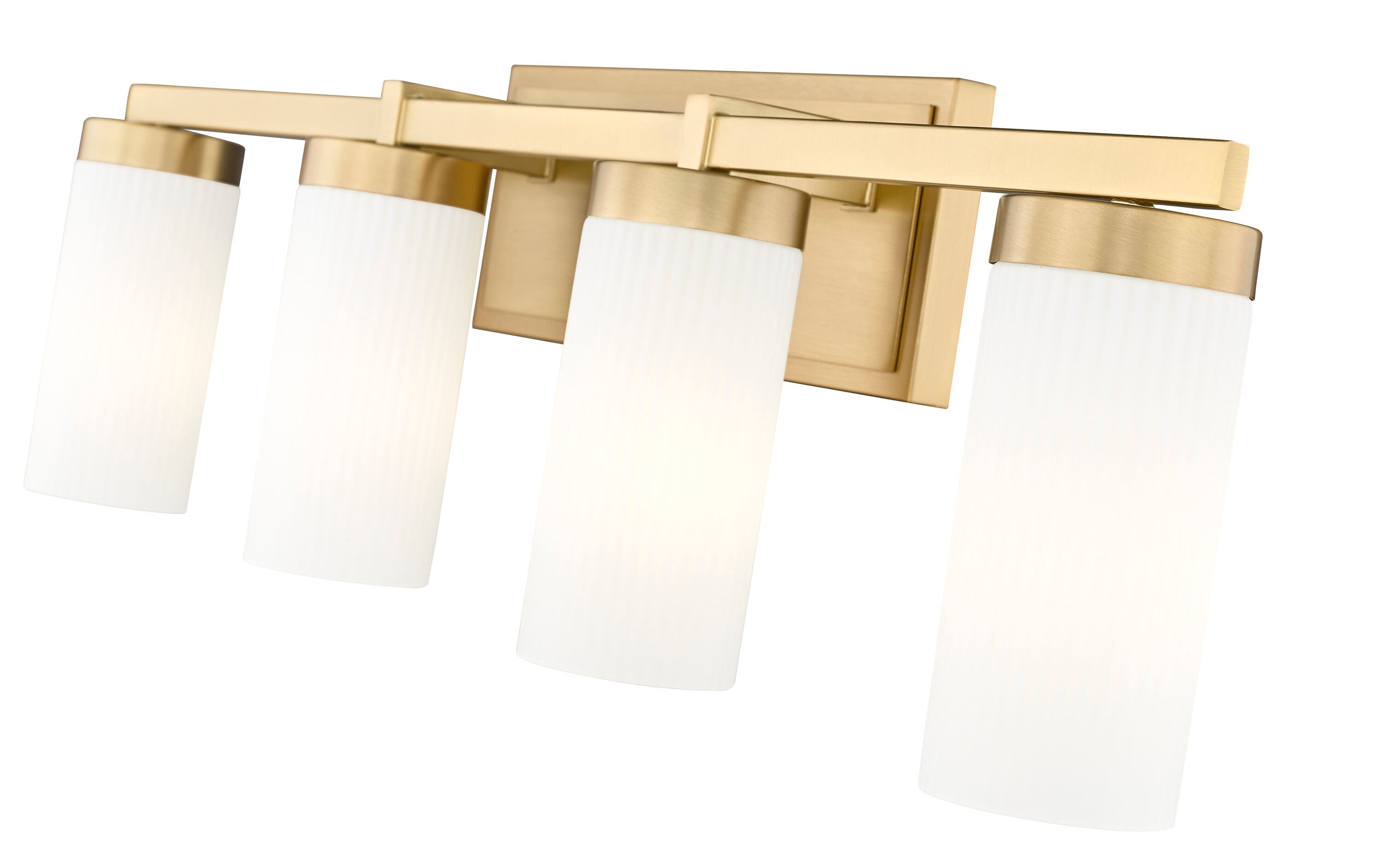 Modern Gold Vanity Light with Frosted White Glass Shades