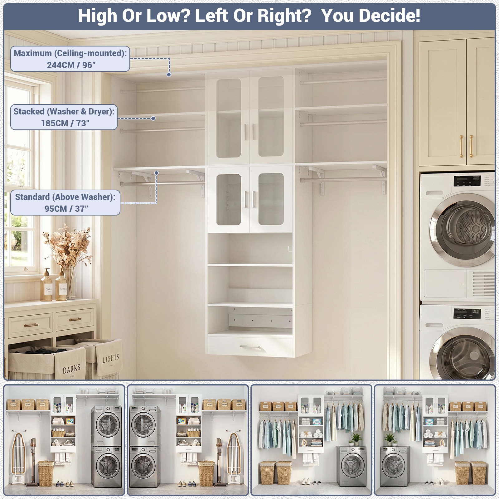 Aheaplus HLOD2S-WHITE Wood-Closet-Kits - View #3